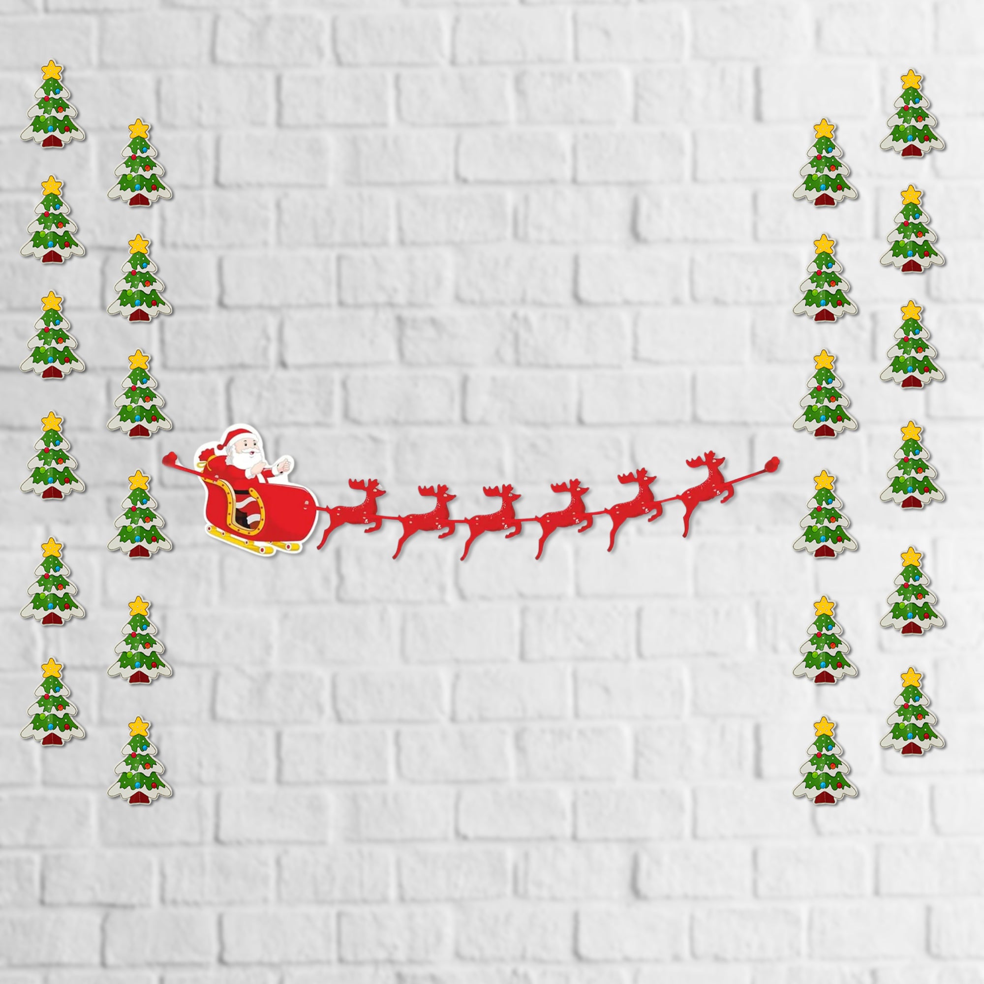 Mini Tree Frill and Reindeer Paper Banner - 5 Pcs