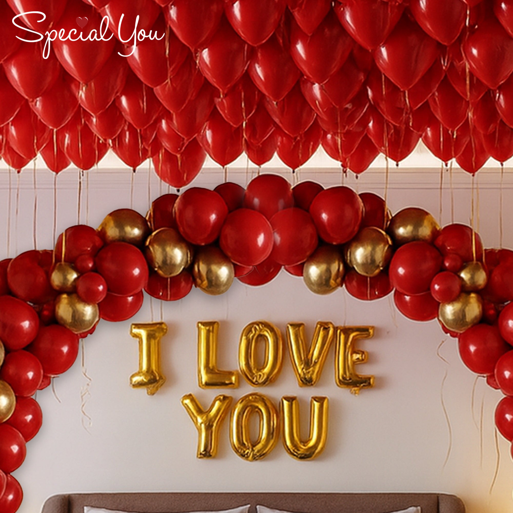 Golden & Red Balloon Elegance Decor