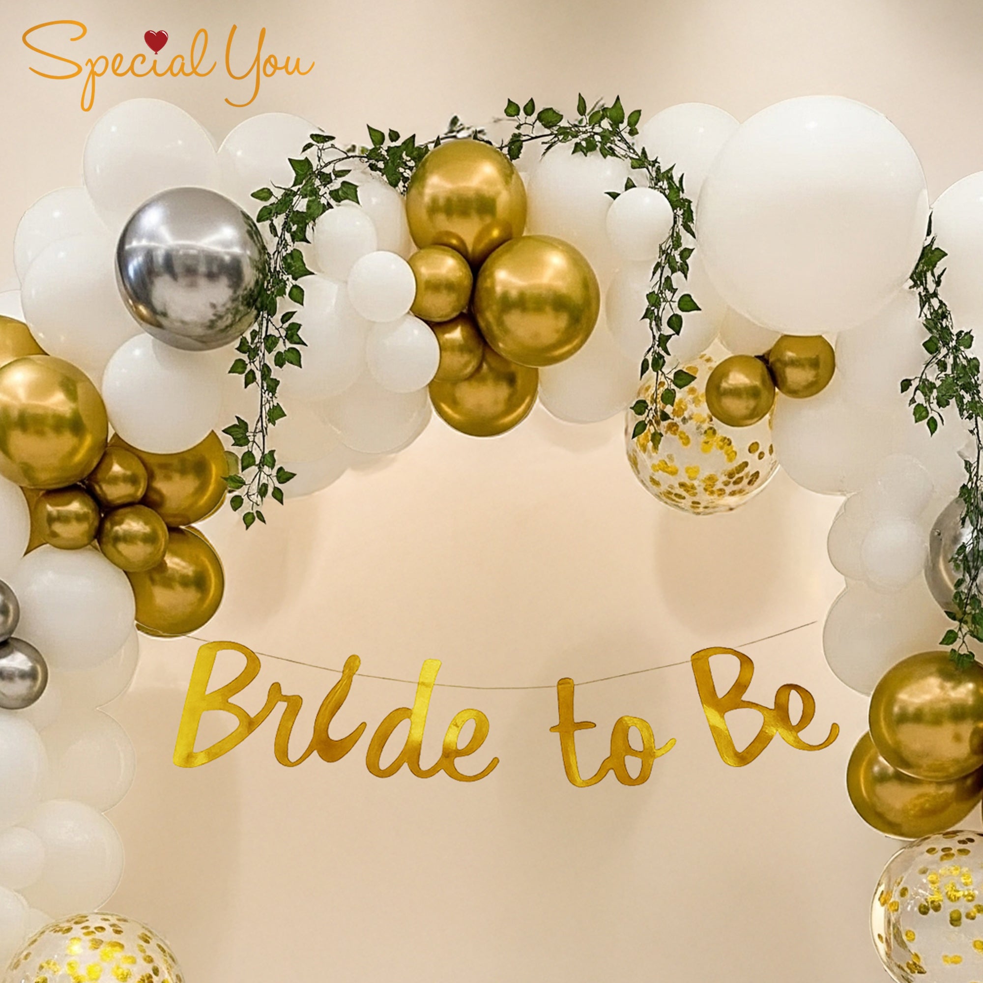 Sophisticated Bride-to-Be Balloon Arch