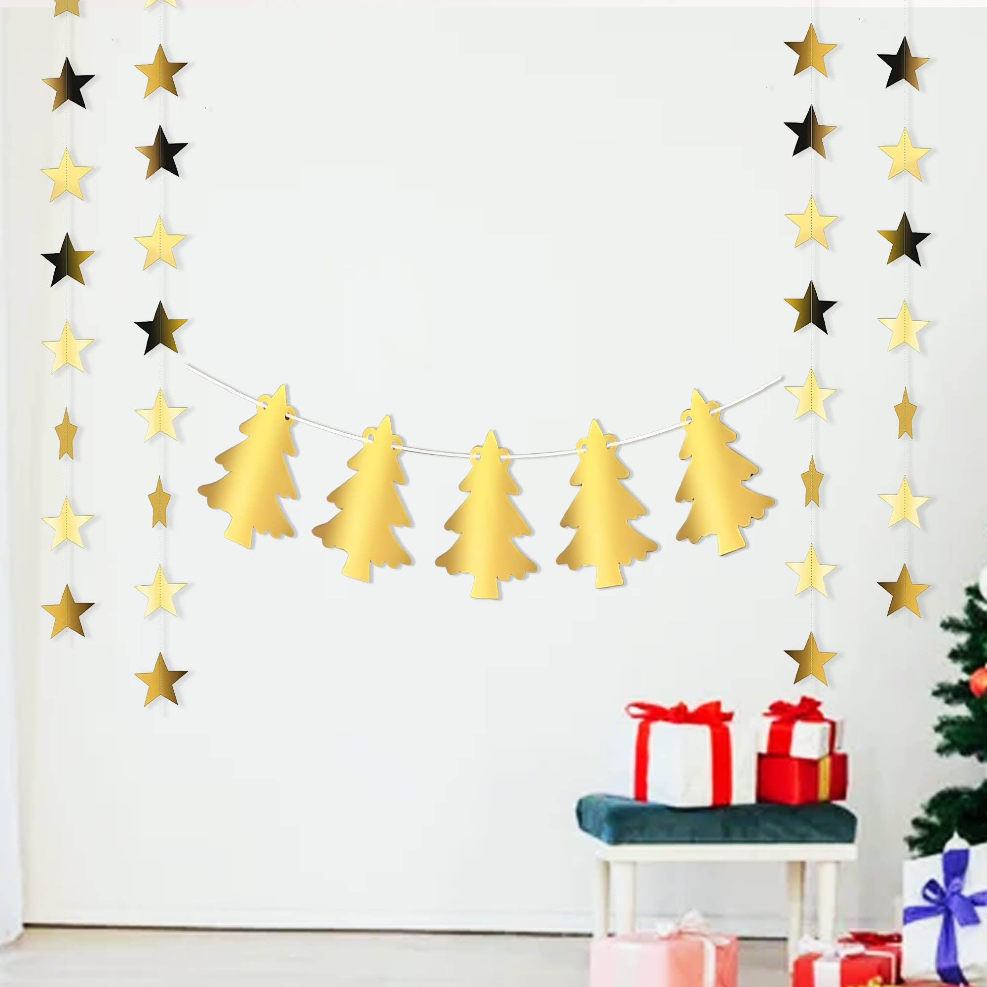 Christmas Tree Banner with Star Bunting