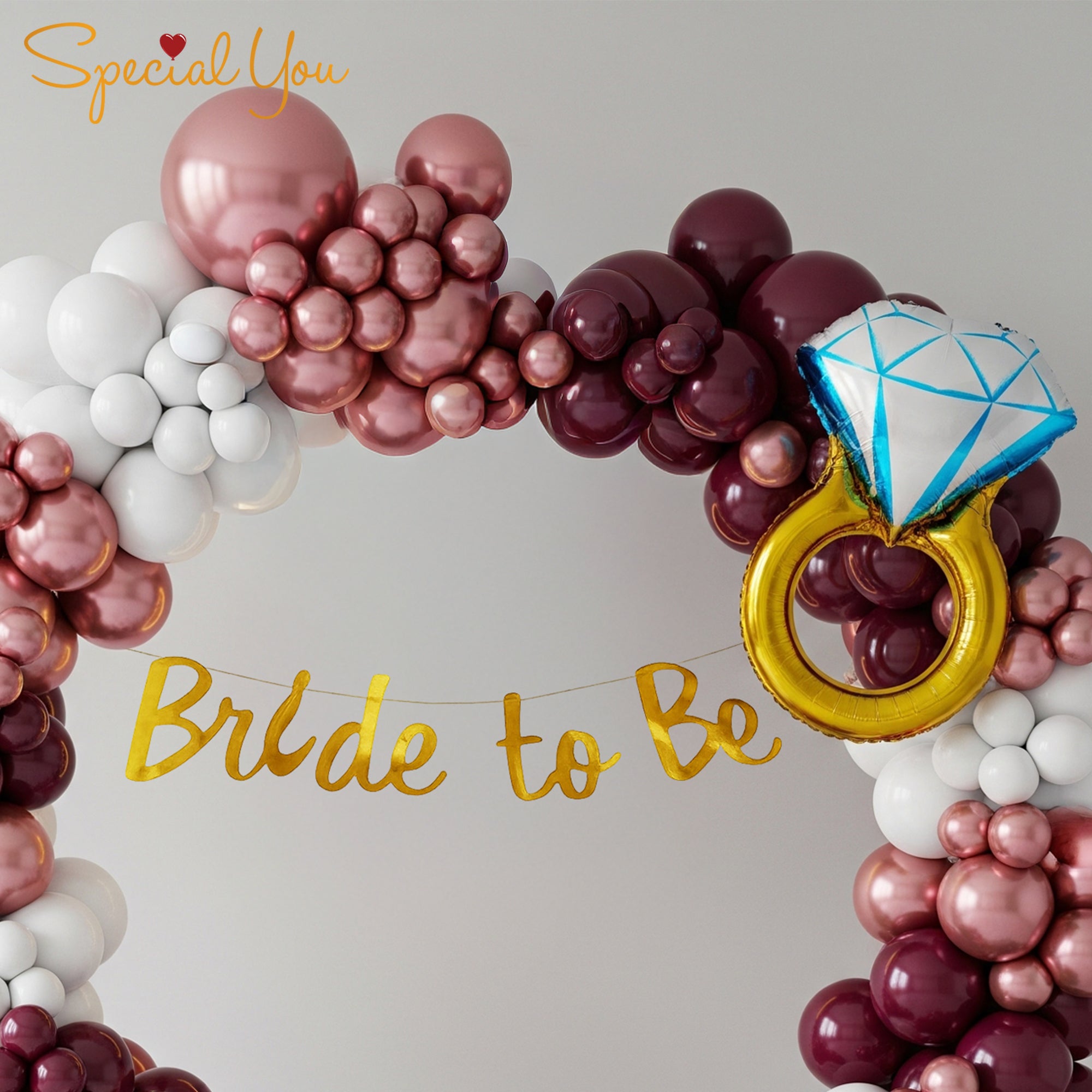 Burgundy & Rose Gold Luxury Bridal Balloon Bash
