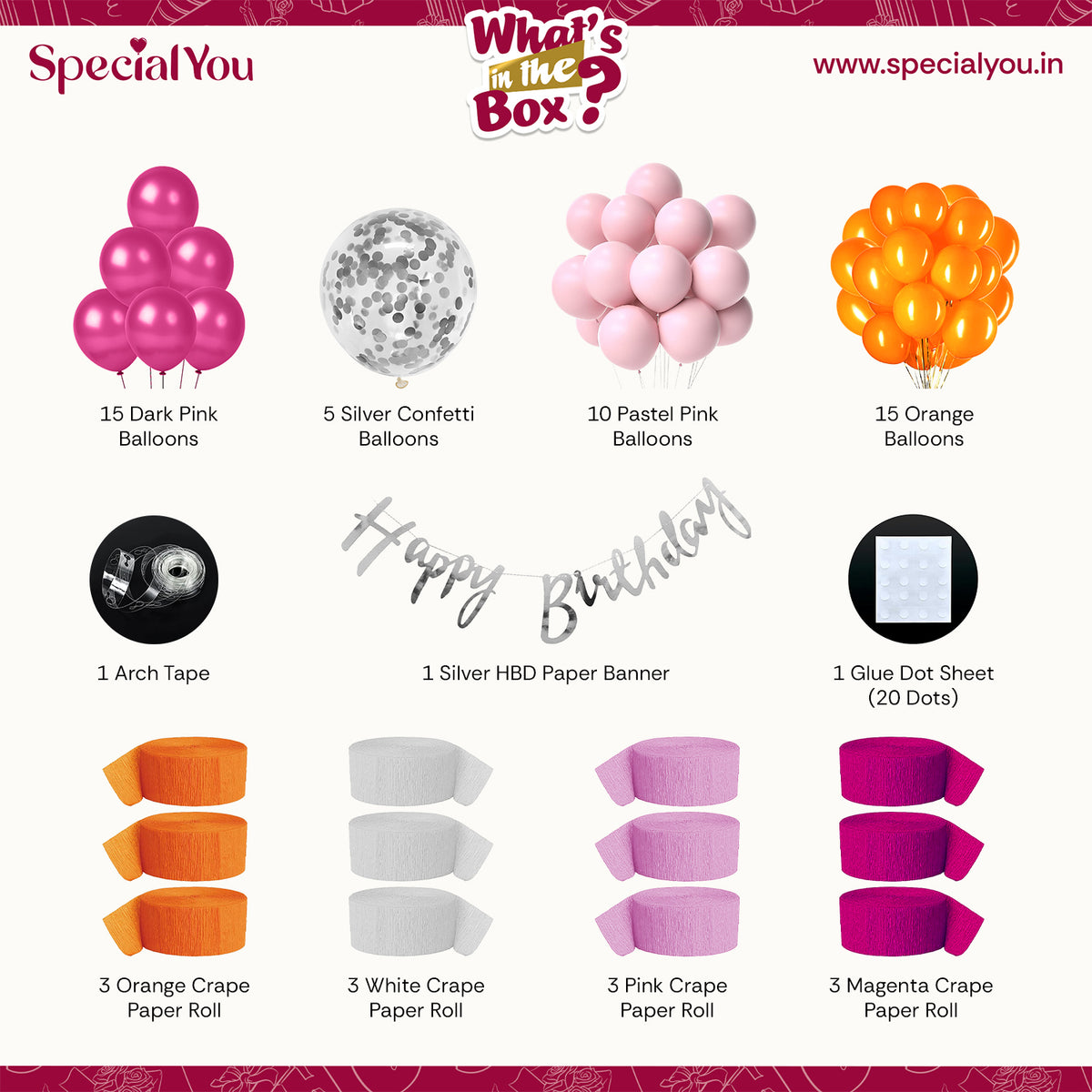 Pink & Orange Crepe Paper Birthday Decoration DIY Kit