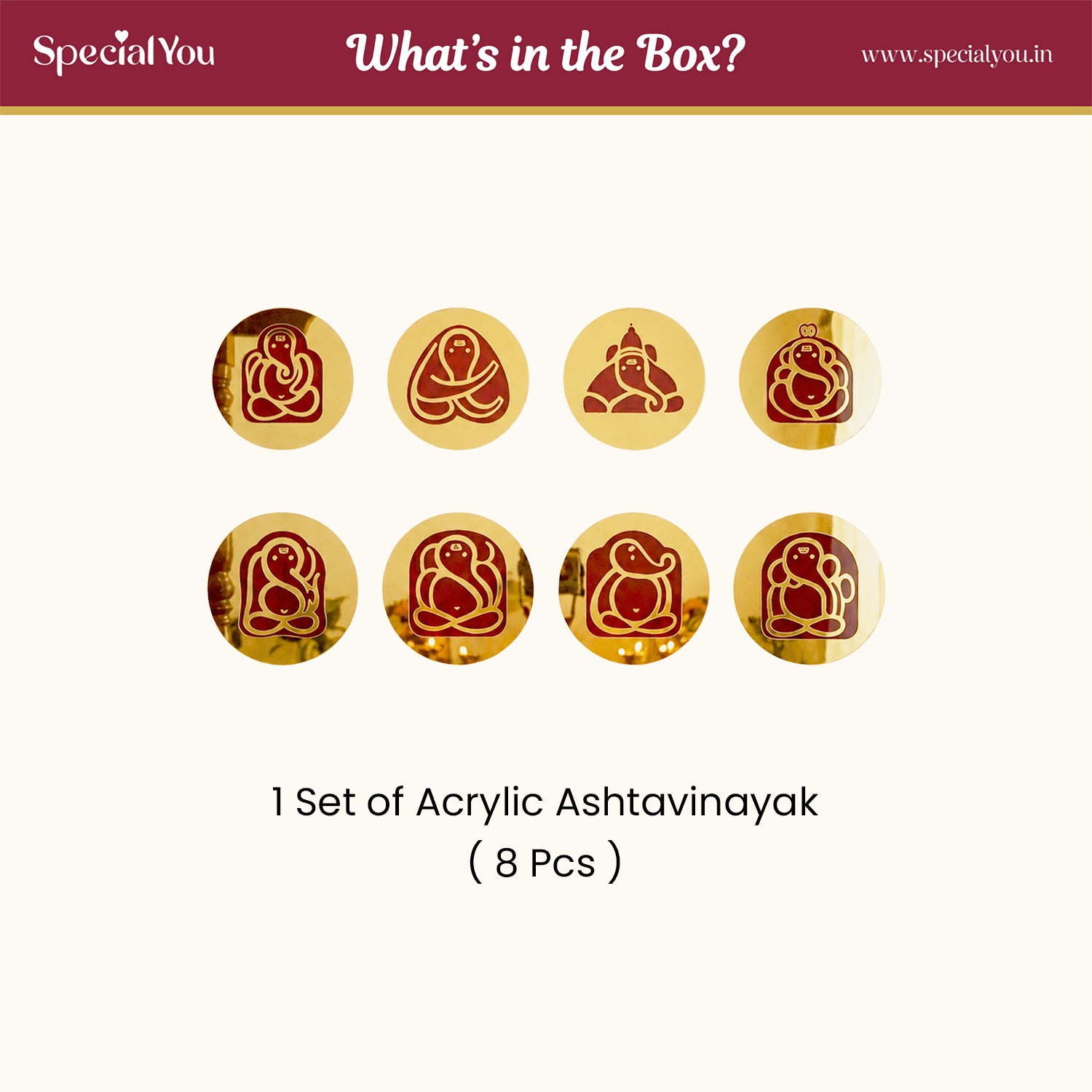 Acrylic Ashtavinayak Wall Decor Set – 8 Pcs