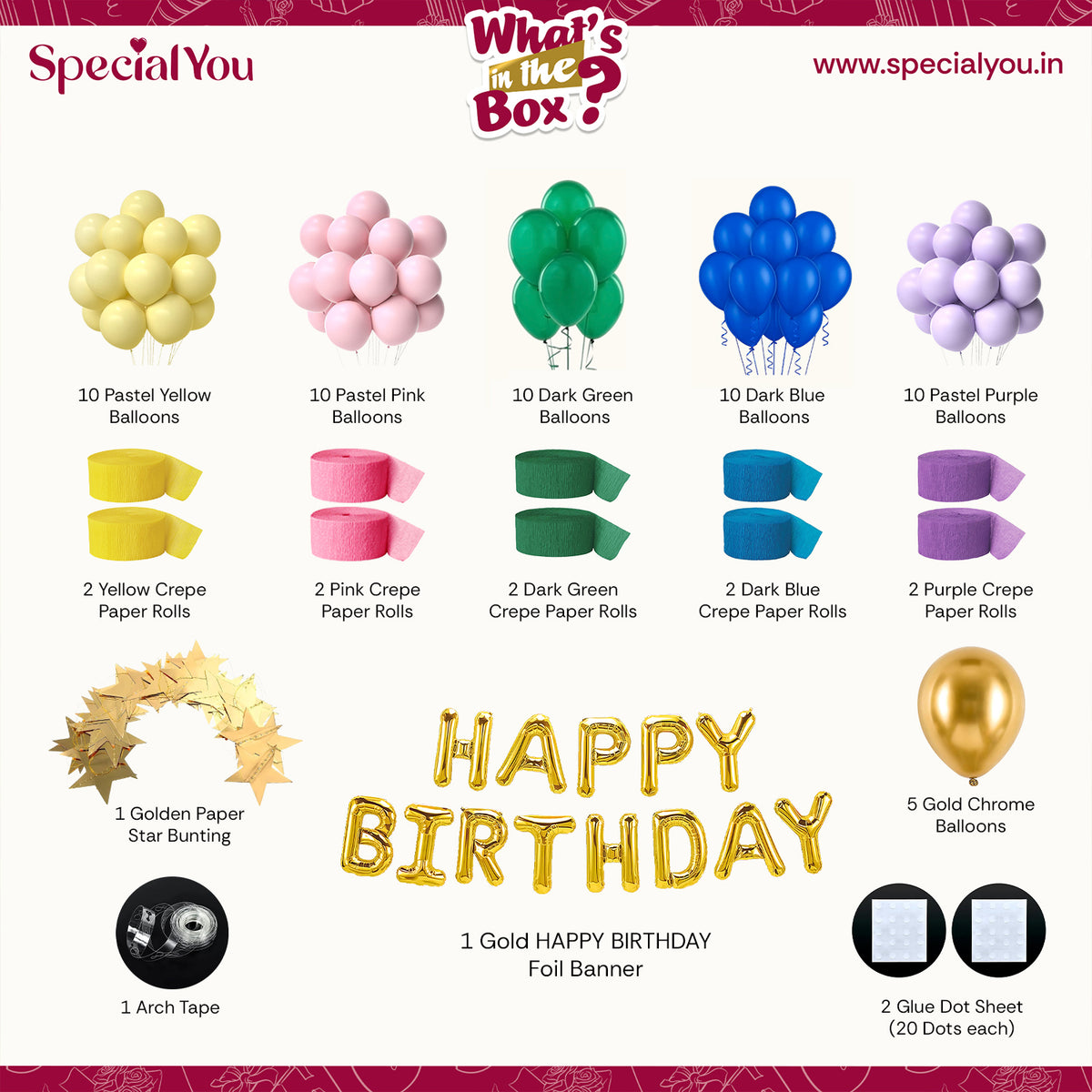Multicolor Crepe Paper Birthday Decoration DIY Kit with Star Bunting