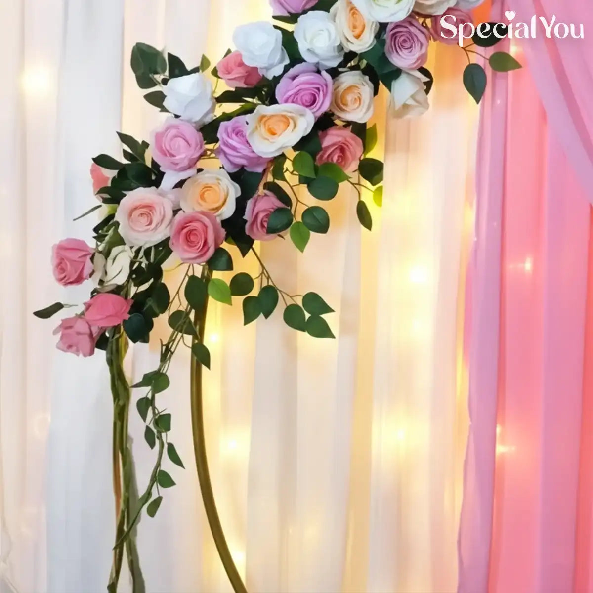 Rose Gold Floral Ring Backdrop Weeding Decor