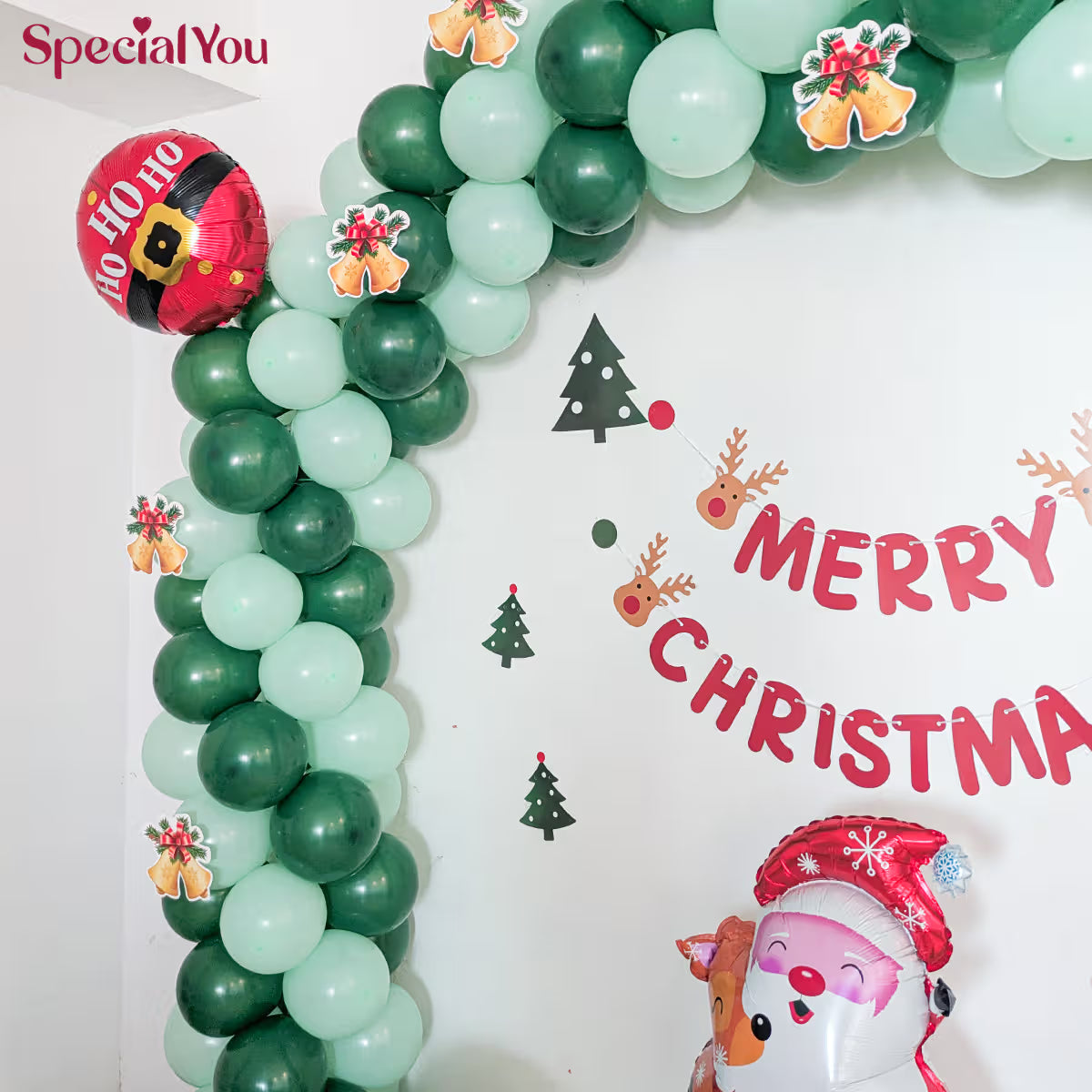 Elegant Christmas Green Balloon Arch Decoration