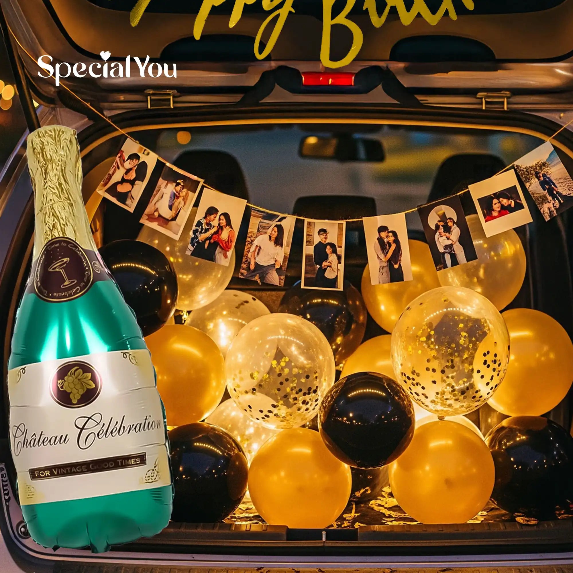 Black & Gold Car Boot Birthday Decor