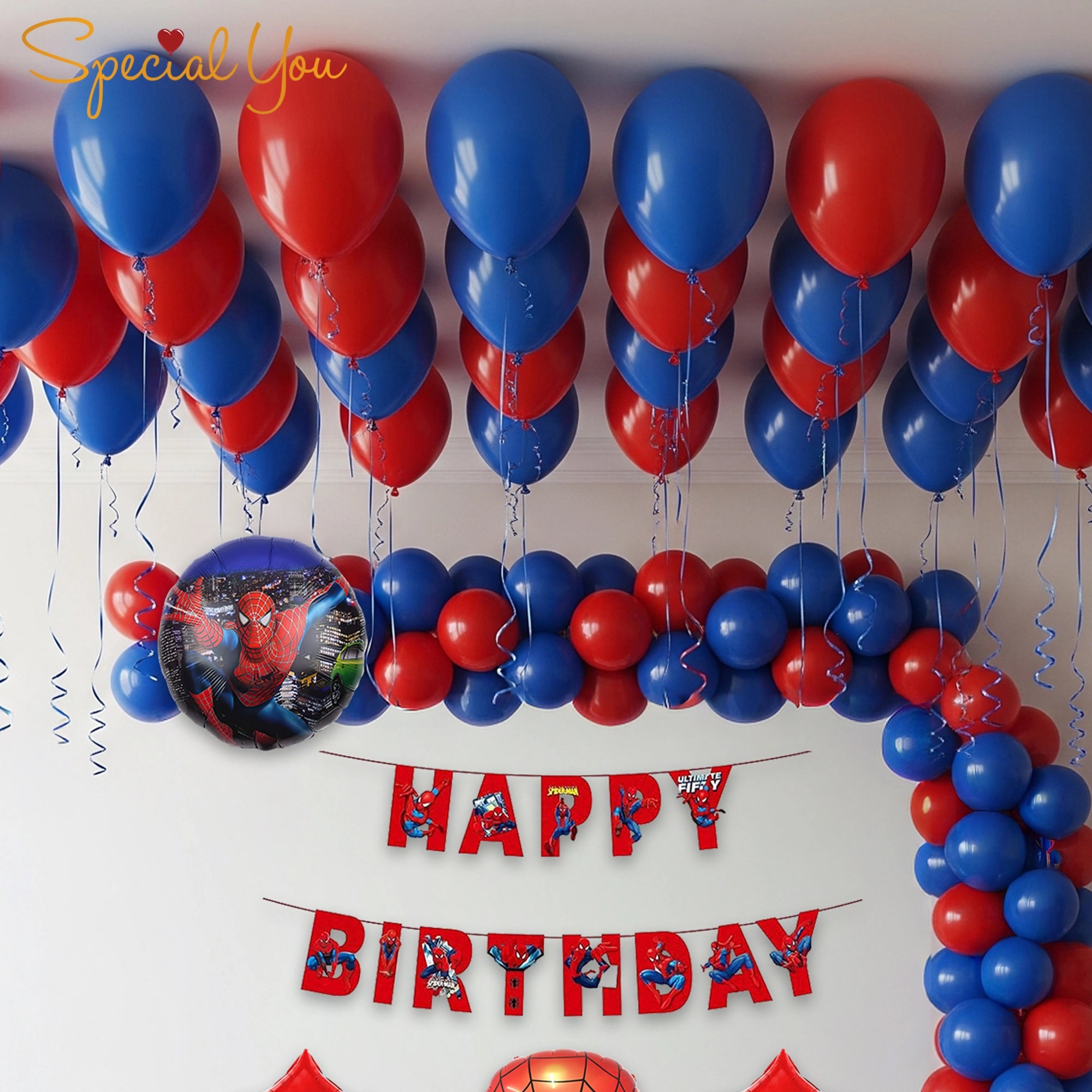 Red & Blue Spiderman Birthday Decor