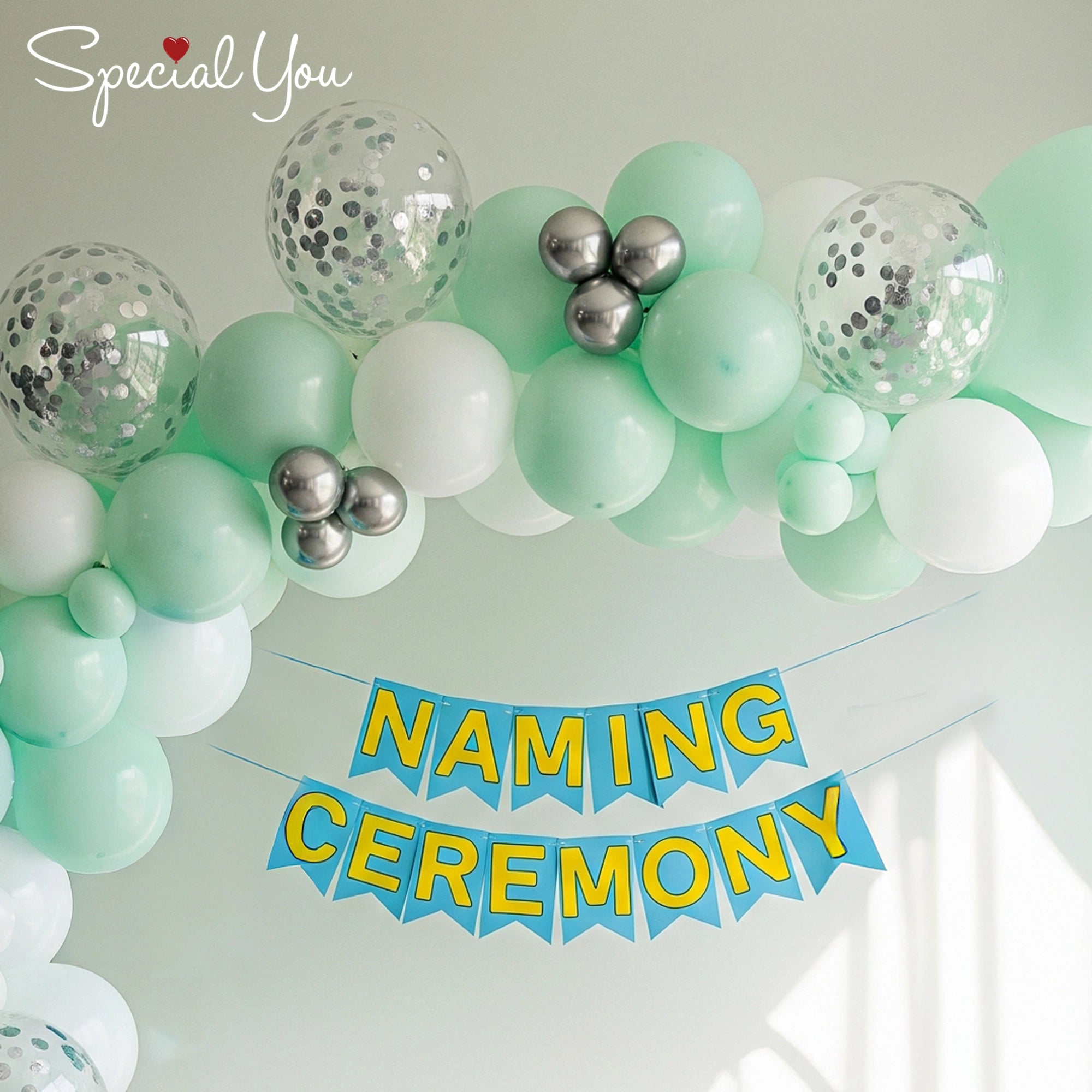 Pastel Balloon Decor for Baby Naming Ceremony