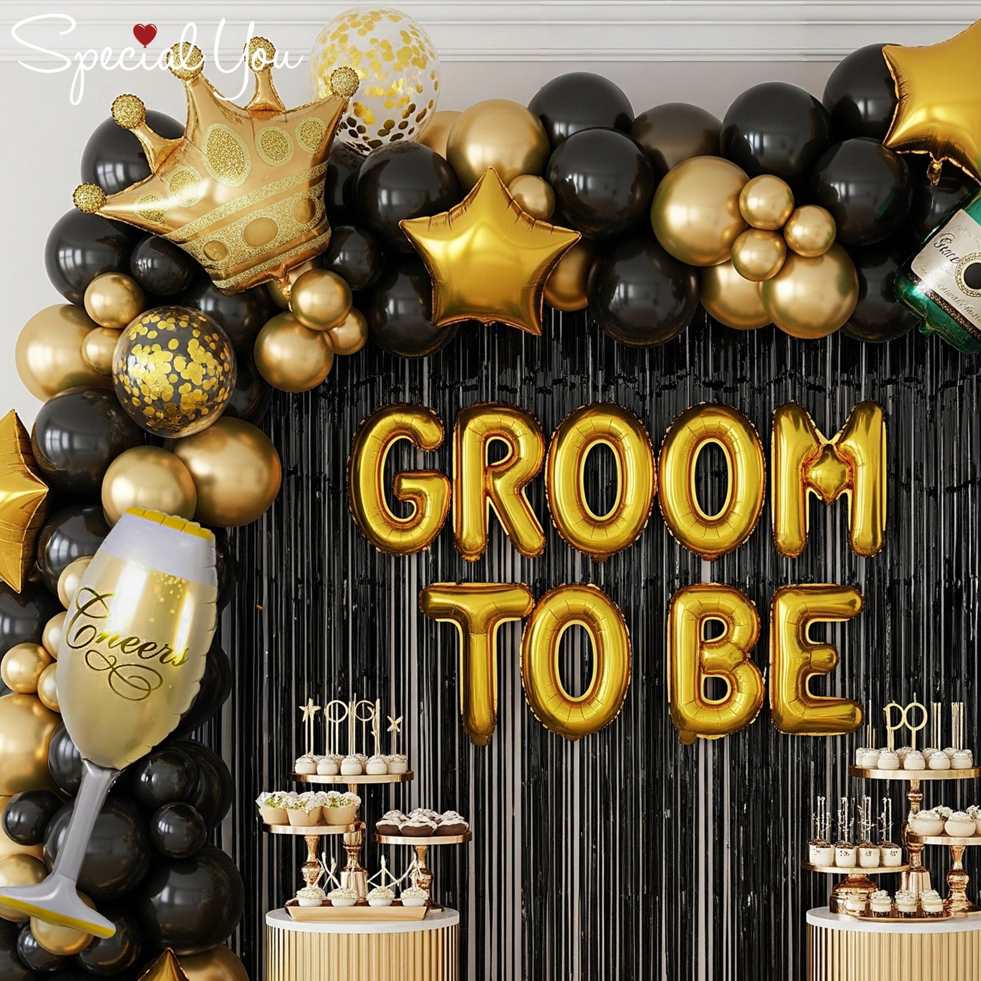 Black & Gold Groom Glam Decor