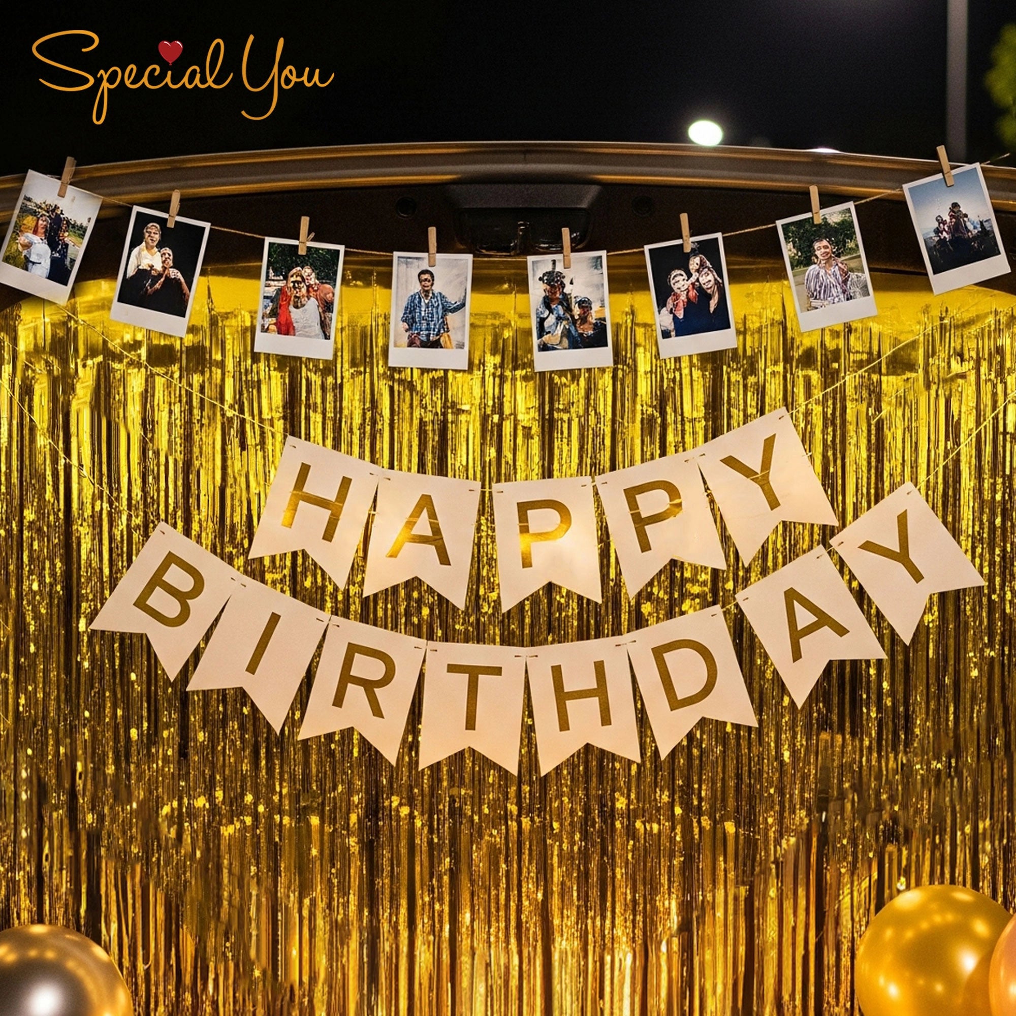 Golden Car Boot Birthday Decor