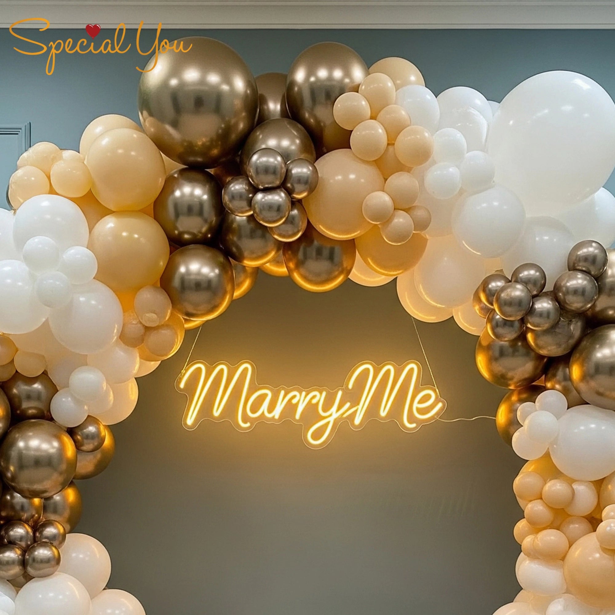 Elegant Golden & White Proposal Decor