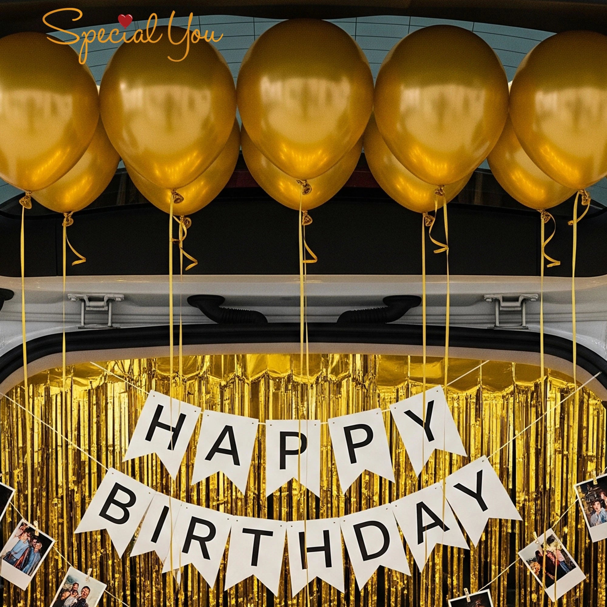 Golden Car Boot Birthday Balloon Decor