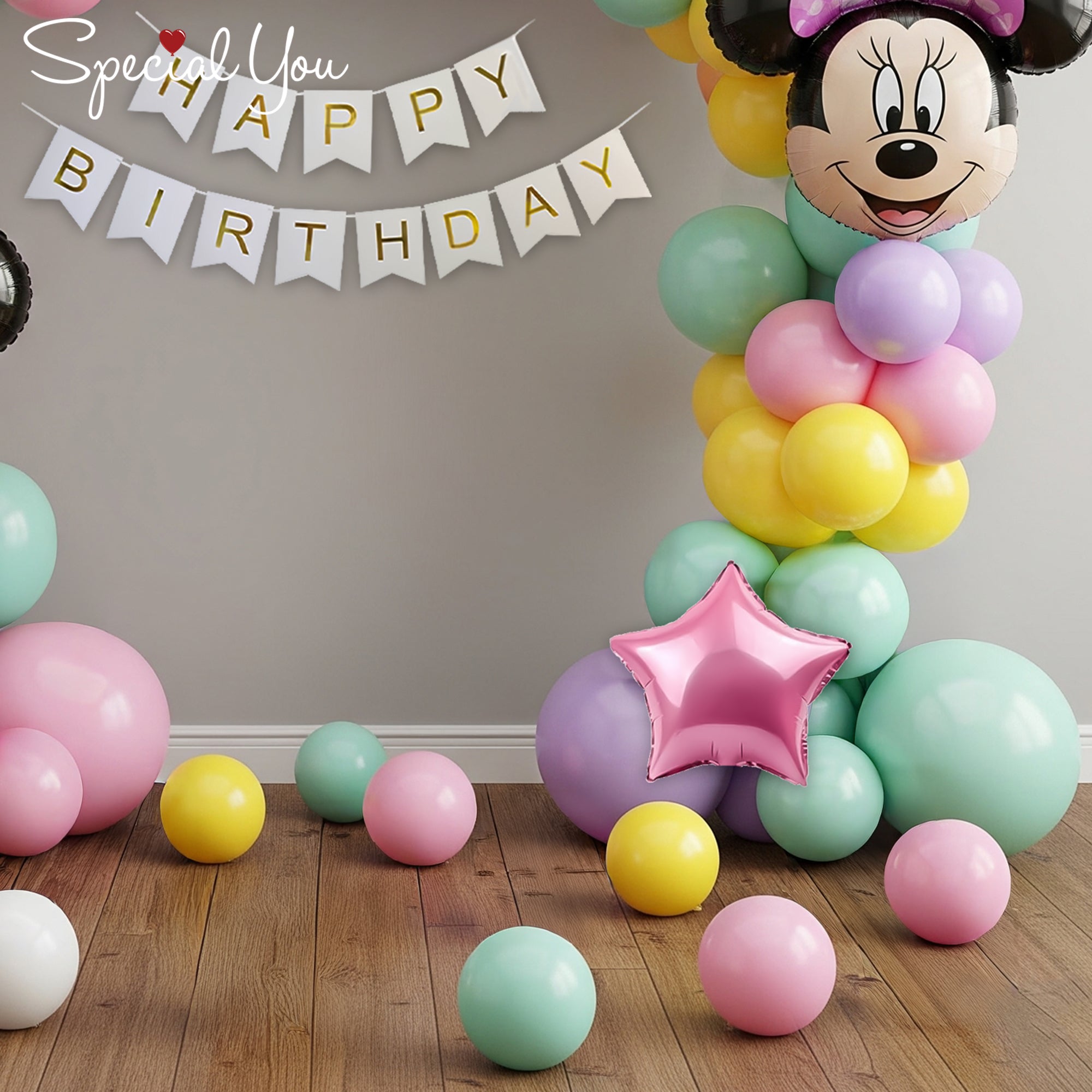 Minnie's Pretty Pastel Balloon arch Decor