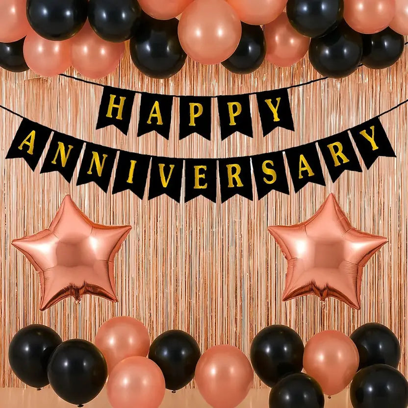 RoseGold- Black Anniversary Decor