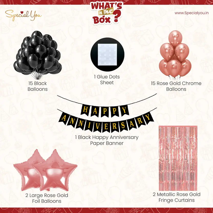 RoseGold- Black Anniversary Decor