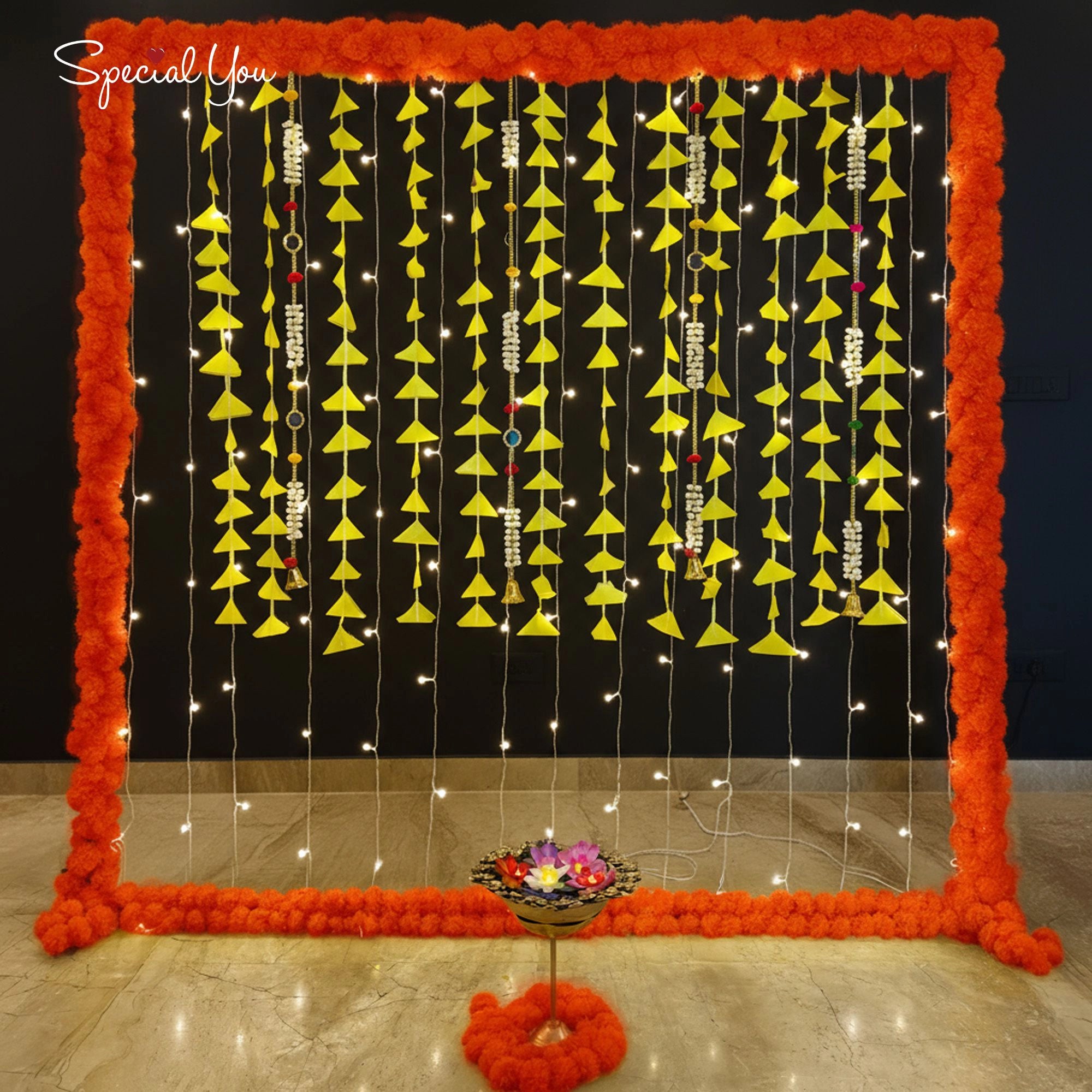 Marigold Floral Frame Backdrop Decor