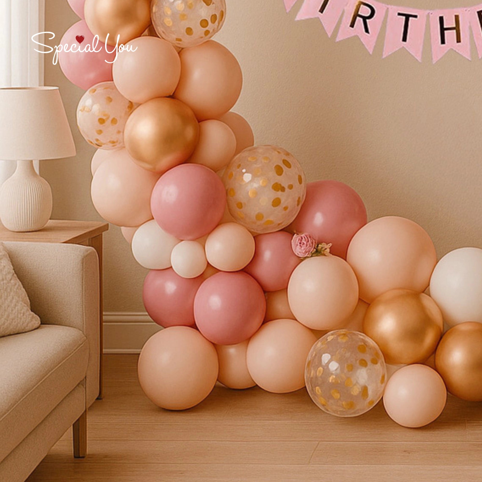 Peach Glam Ring Birthday Balloon Decor