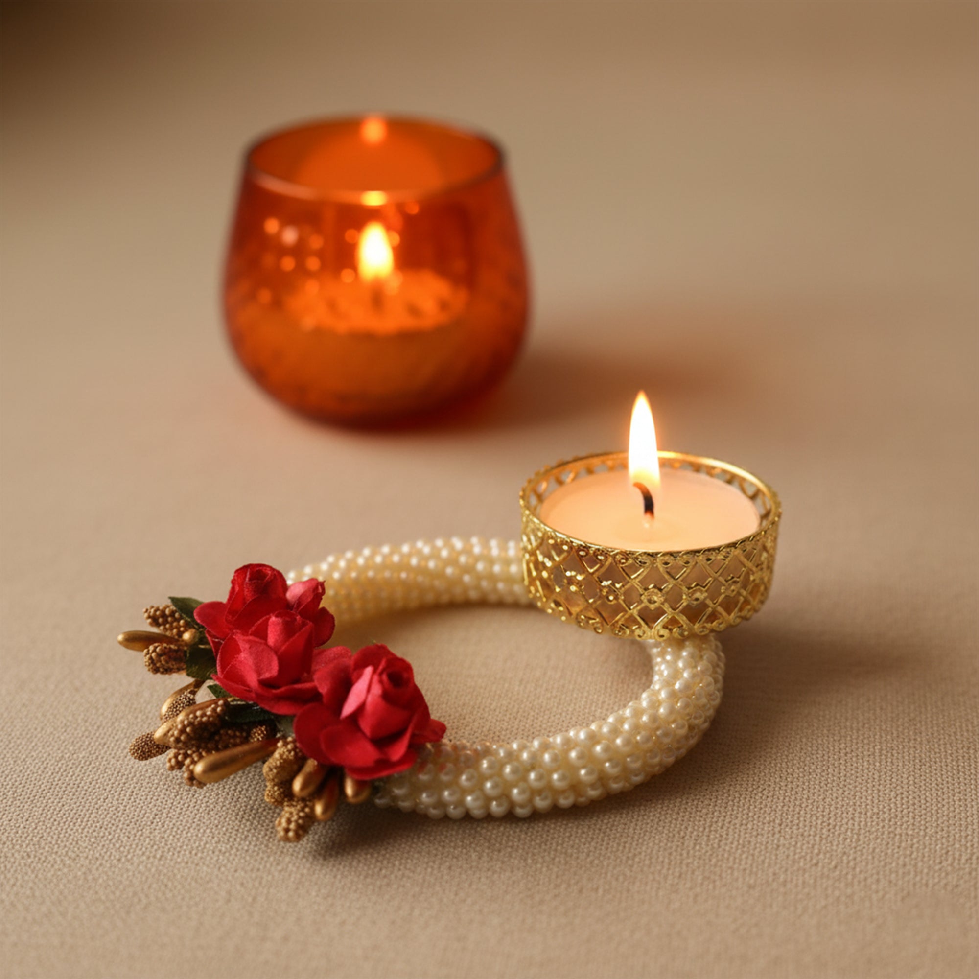 Red Rose Tealight Candle Holder