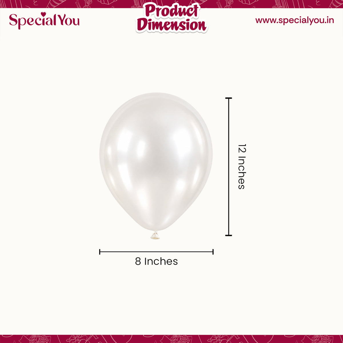 50 Metallic White Balloons Kit