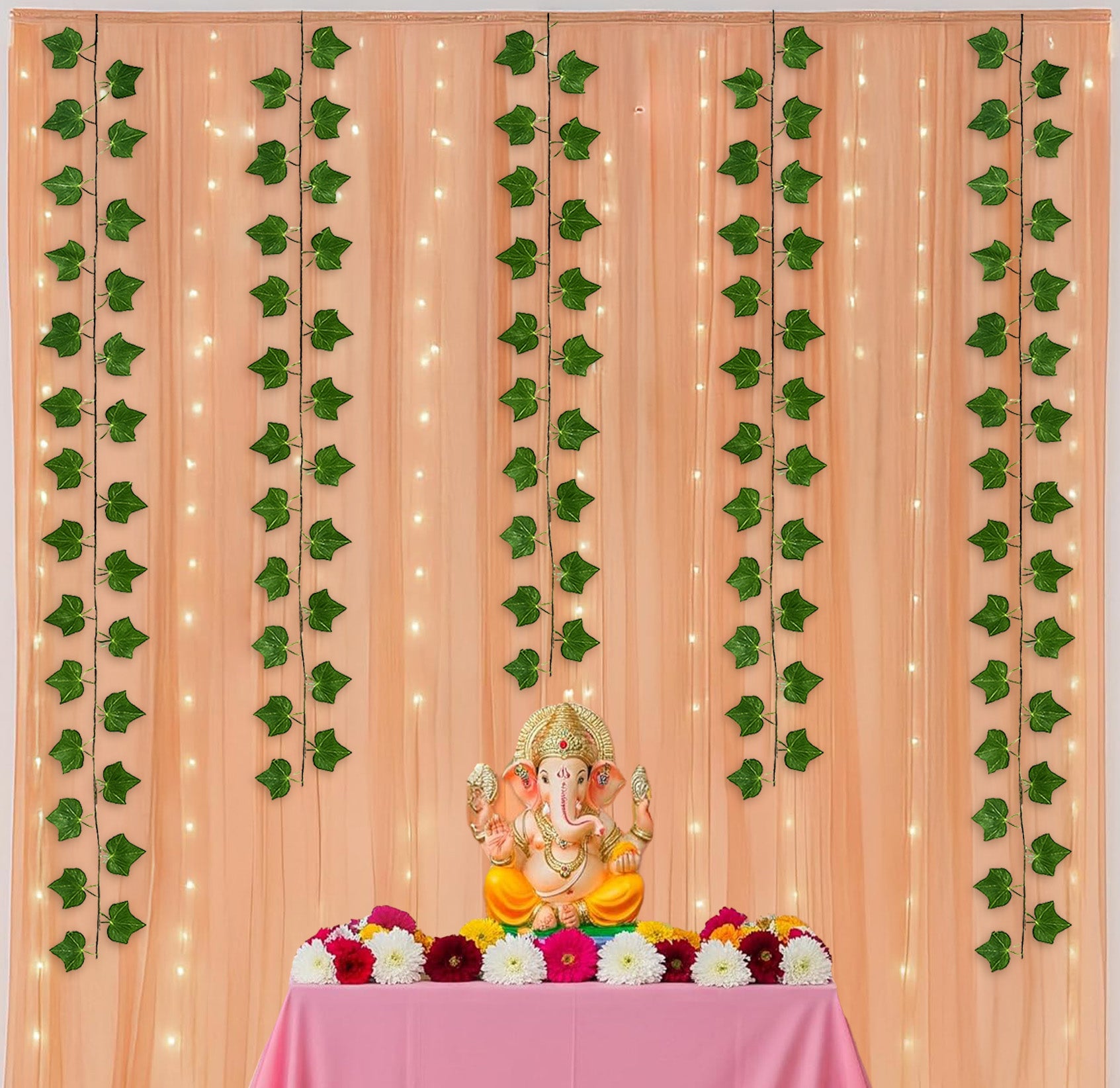 Ganpati Peach Aesthetic Pooja Décor