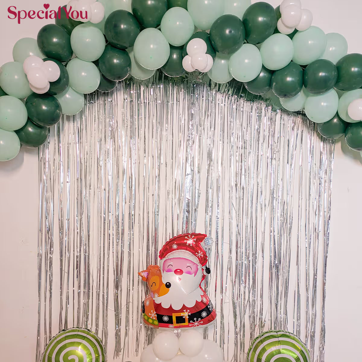 Elegant Christmas Green Balloon Arch Decoration