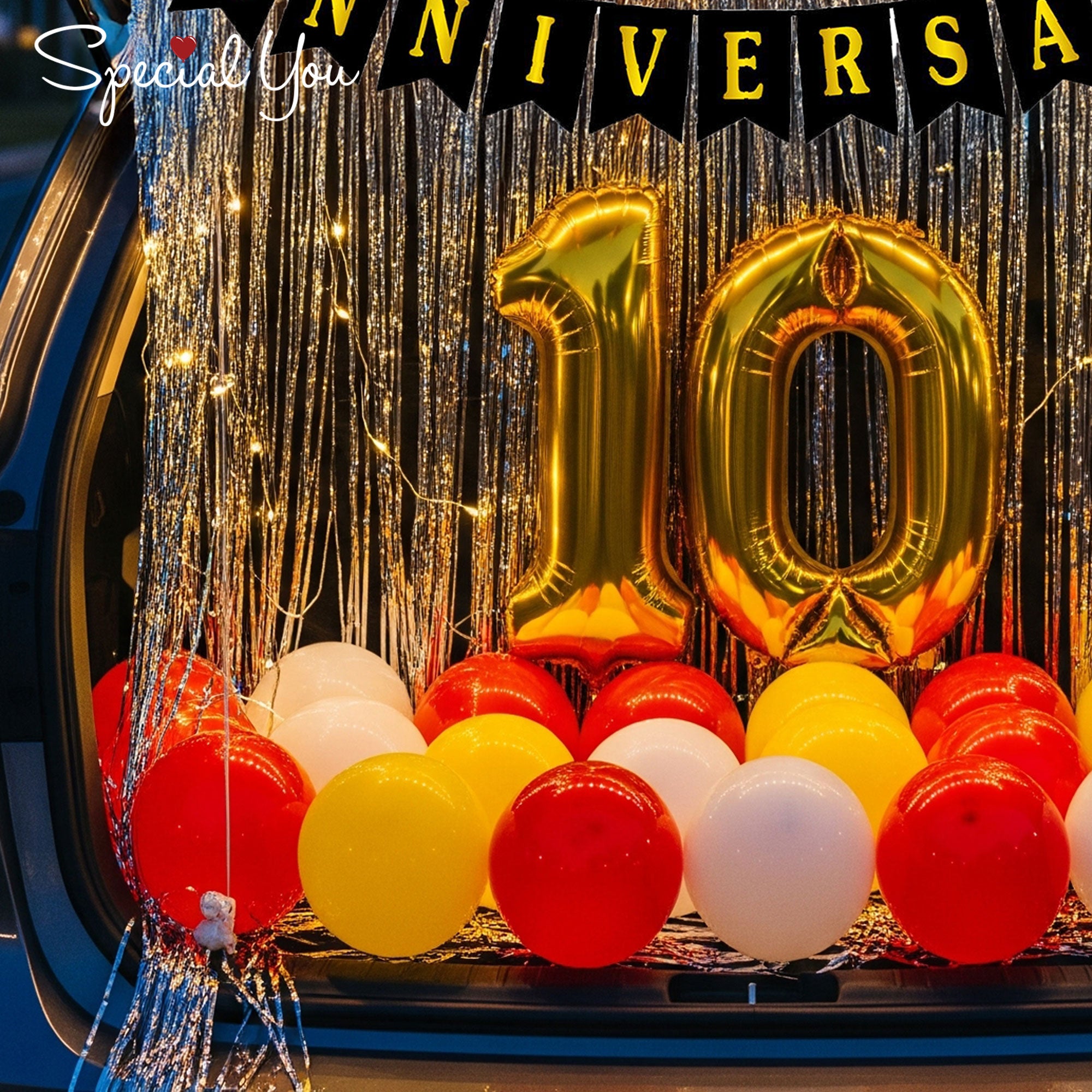 Golden Decade Anniversary Surprise Decor