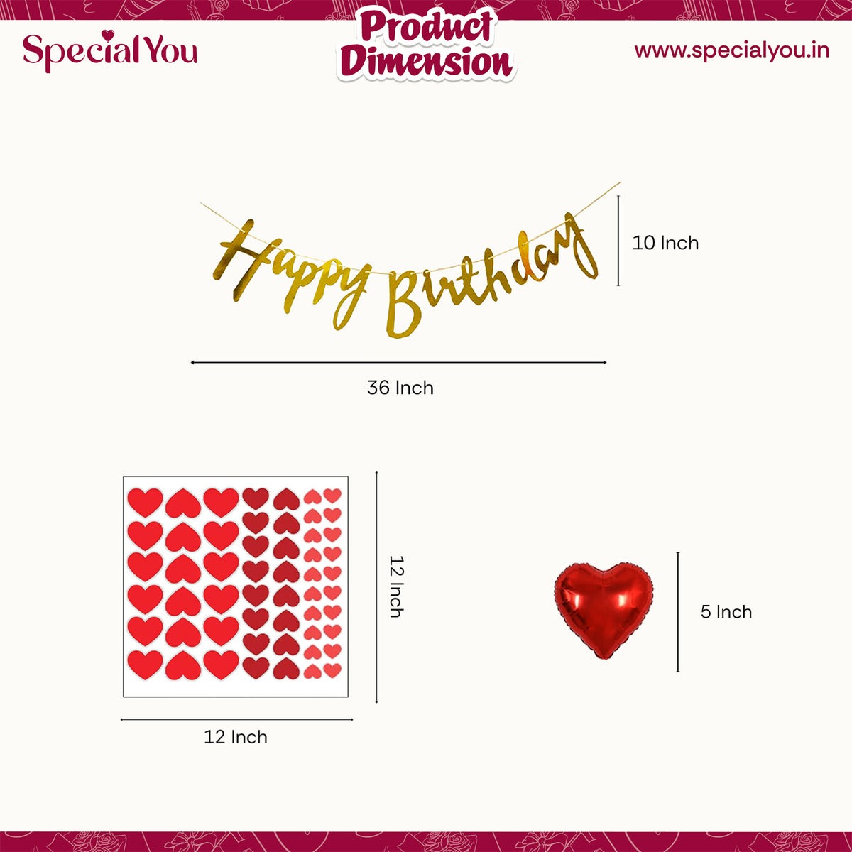 Red & Pink Heart Theme Birthday Decoration DIY Kit