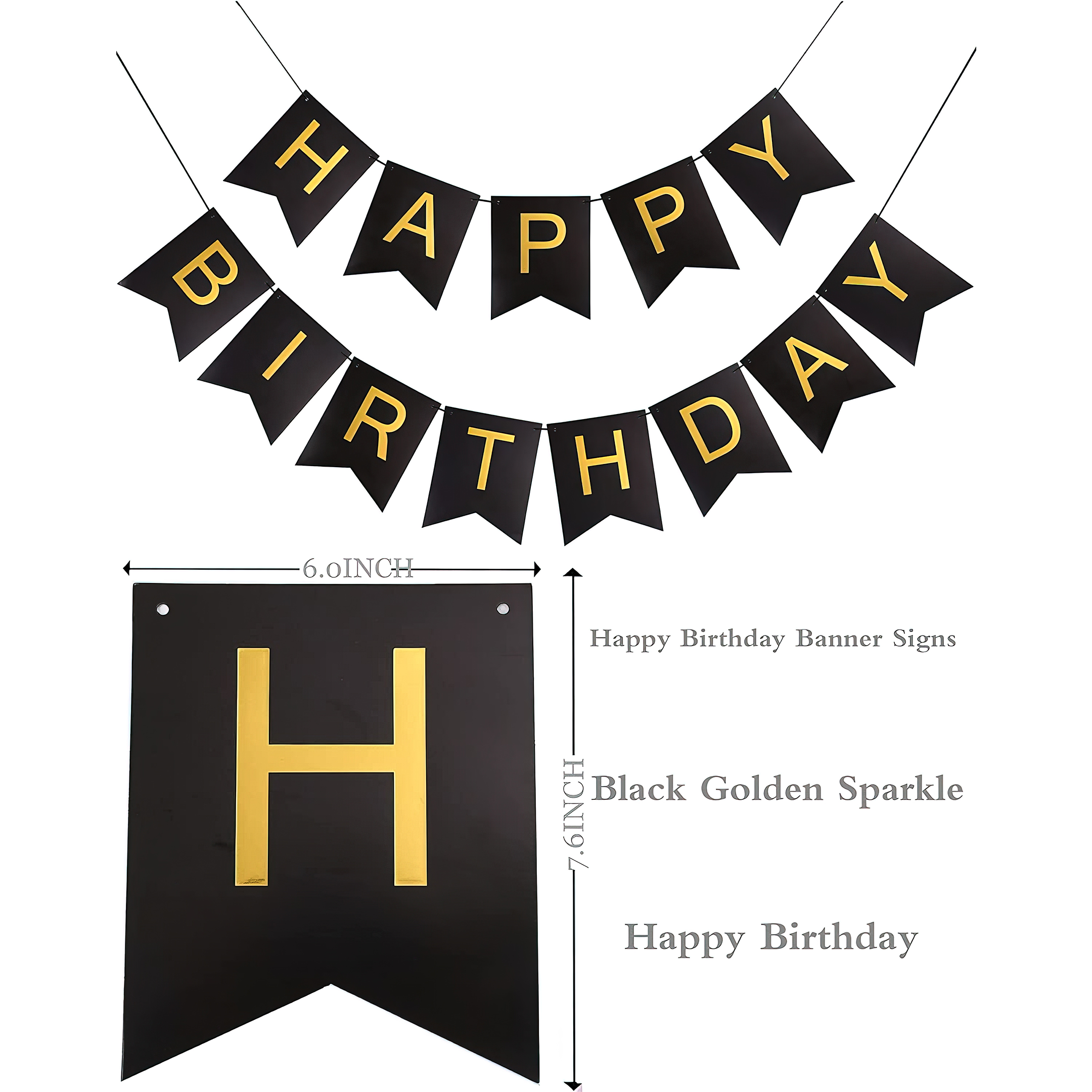 Black Paper Happy Birthday Banner