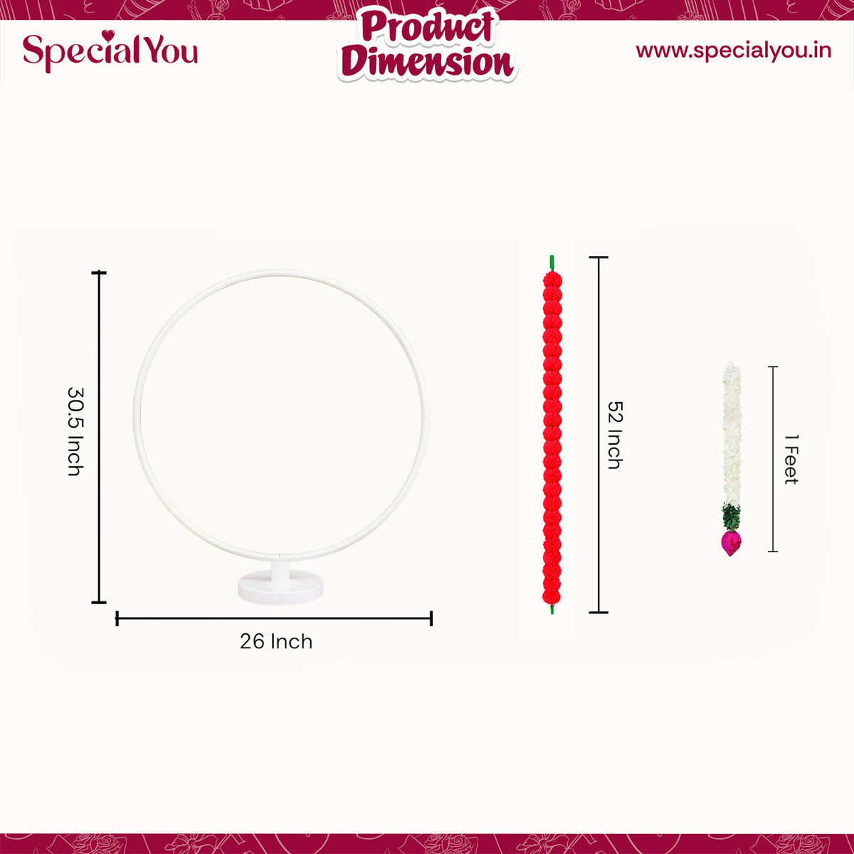 Red Marigold Ring Backdrop Decoration Kit with Lotus Bud Hangings