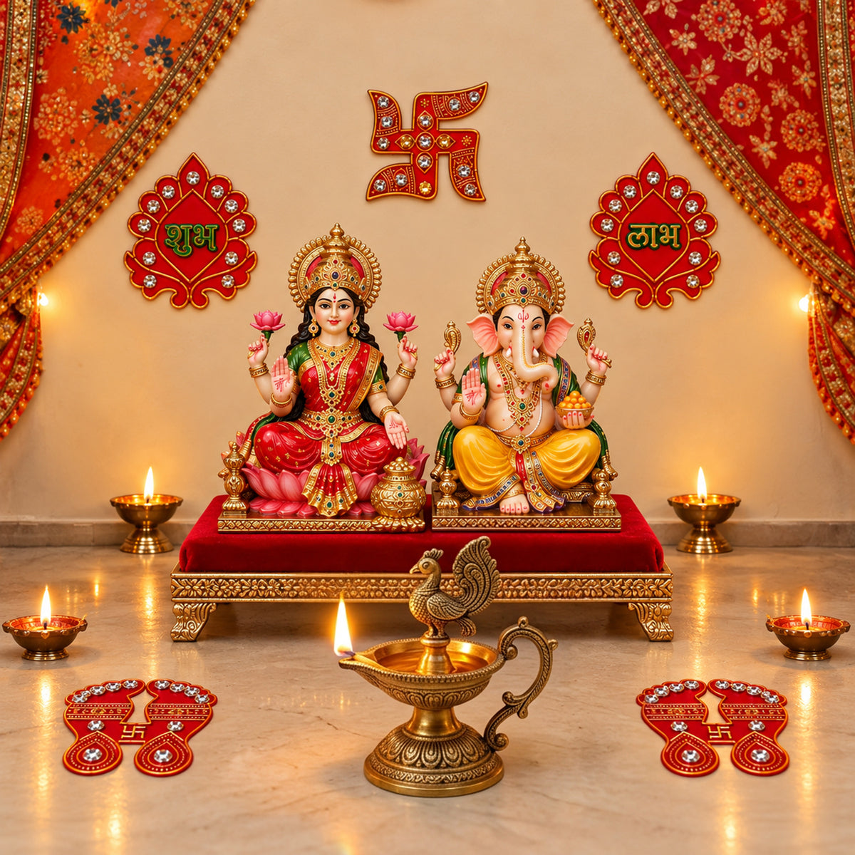 Subh Labh Laxmi Feet Stickers Set for Diwali