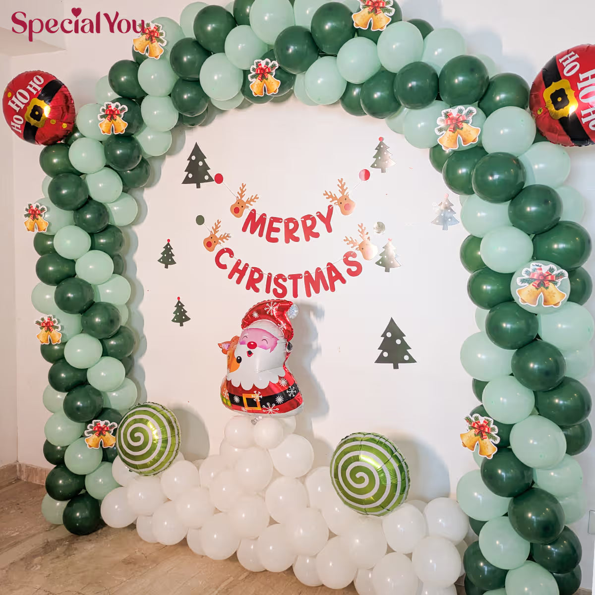 Elegant Christmas Green Balloon Arch Decoration