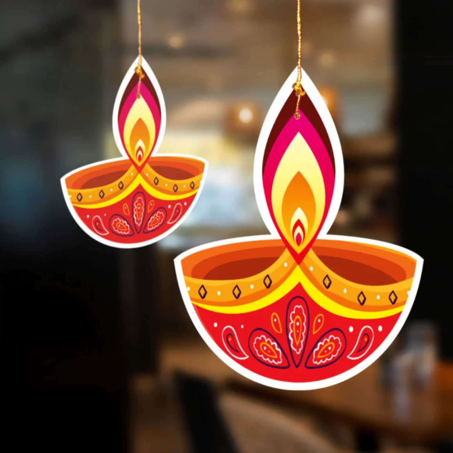 Hanging Paper Diyas for Festive Home Decorations