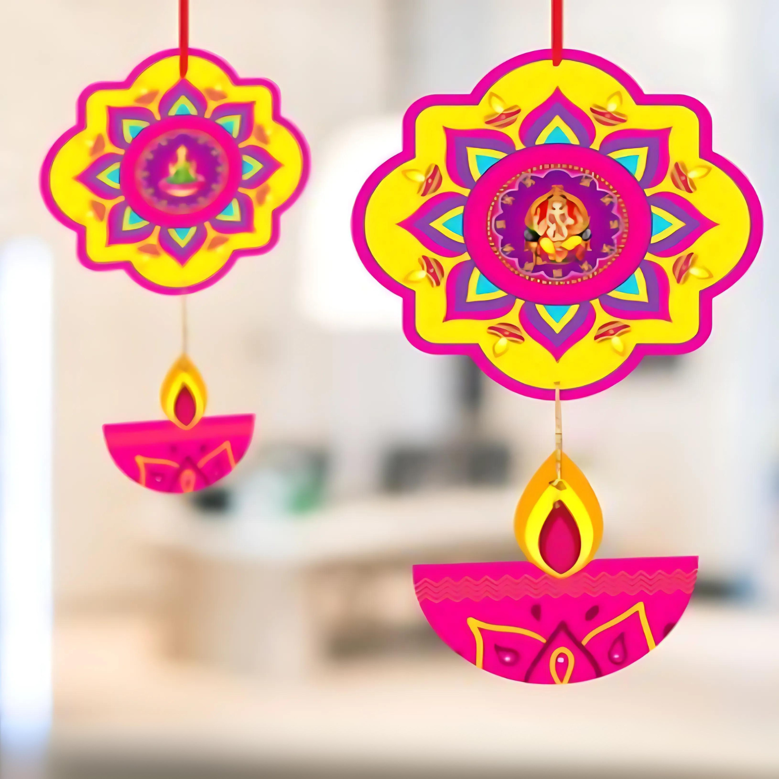 Hanging Paper Diyas for Home, Office Decoration