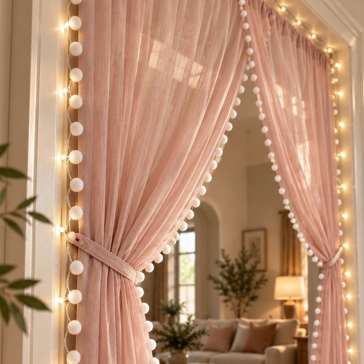 Dusty Pink Lace Backdrop Curtain for Decoration