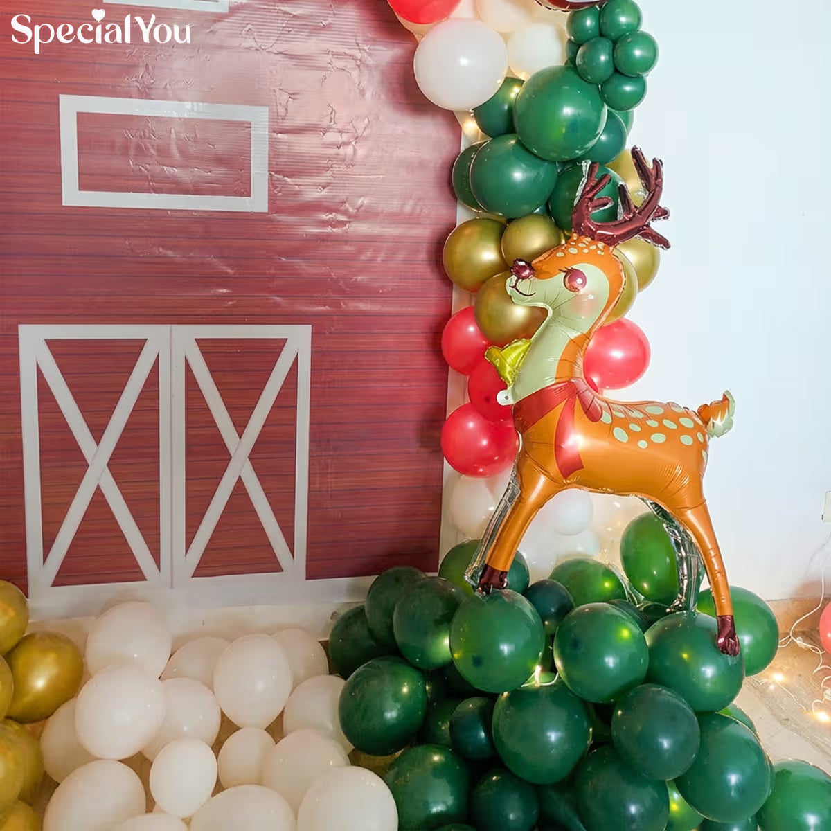 Christmas Balloon Arch with Barn Door Theme