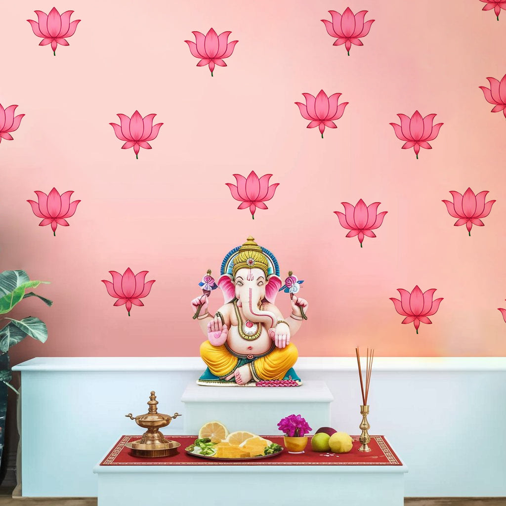 Pink Lotus Stickers for Wall Decoration