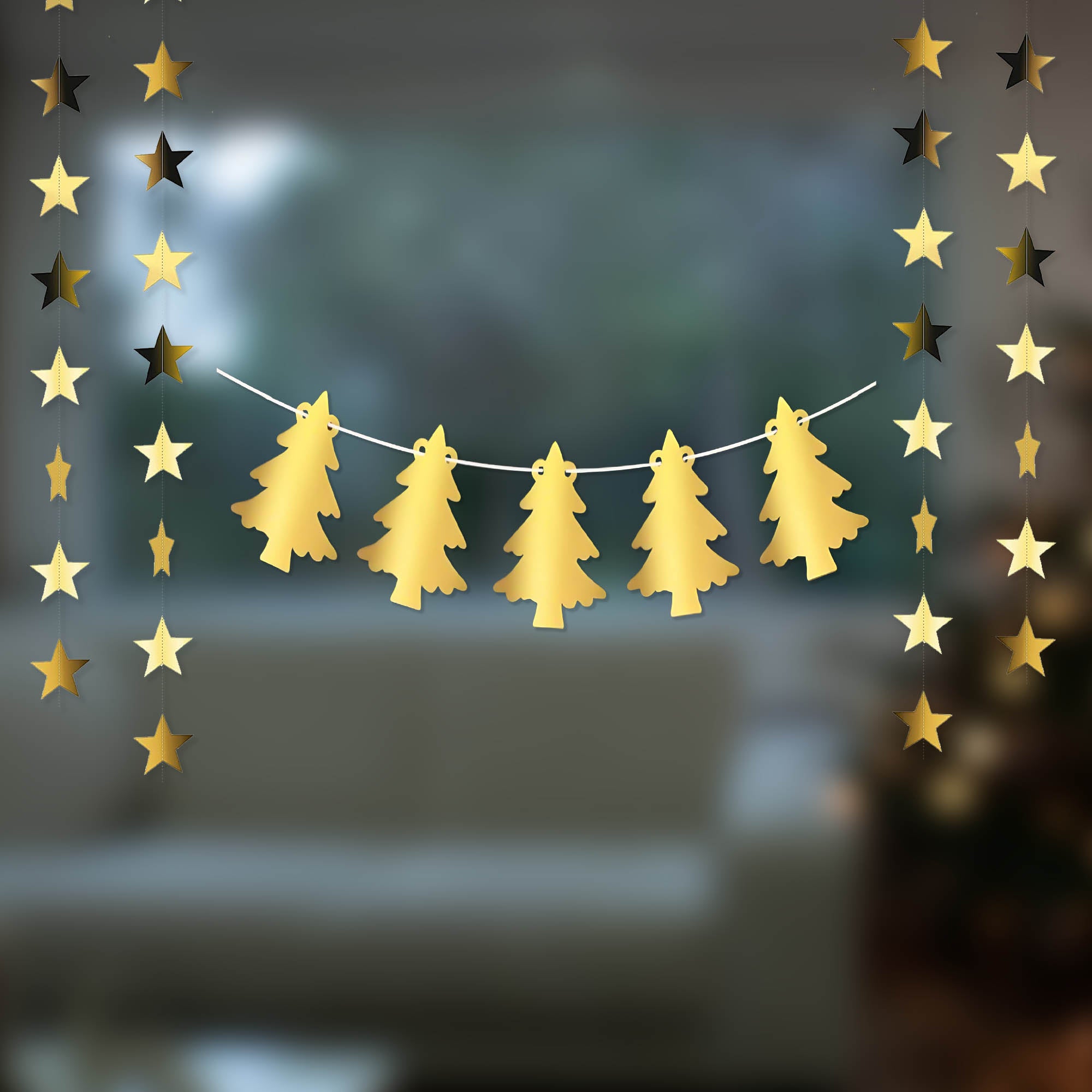 Christmas Tree Banner with Star Bunting