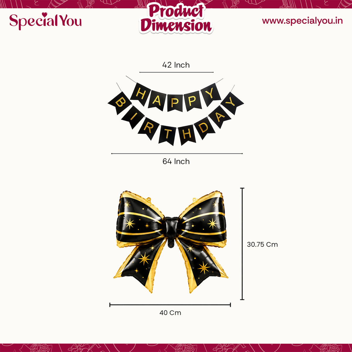 White & Black Bow Theme Birthday Decoration DIY Kit