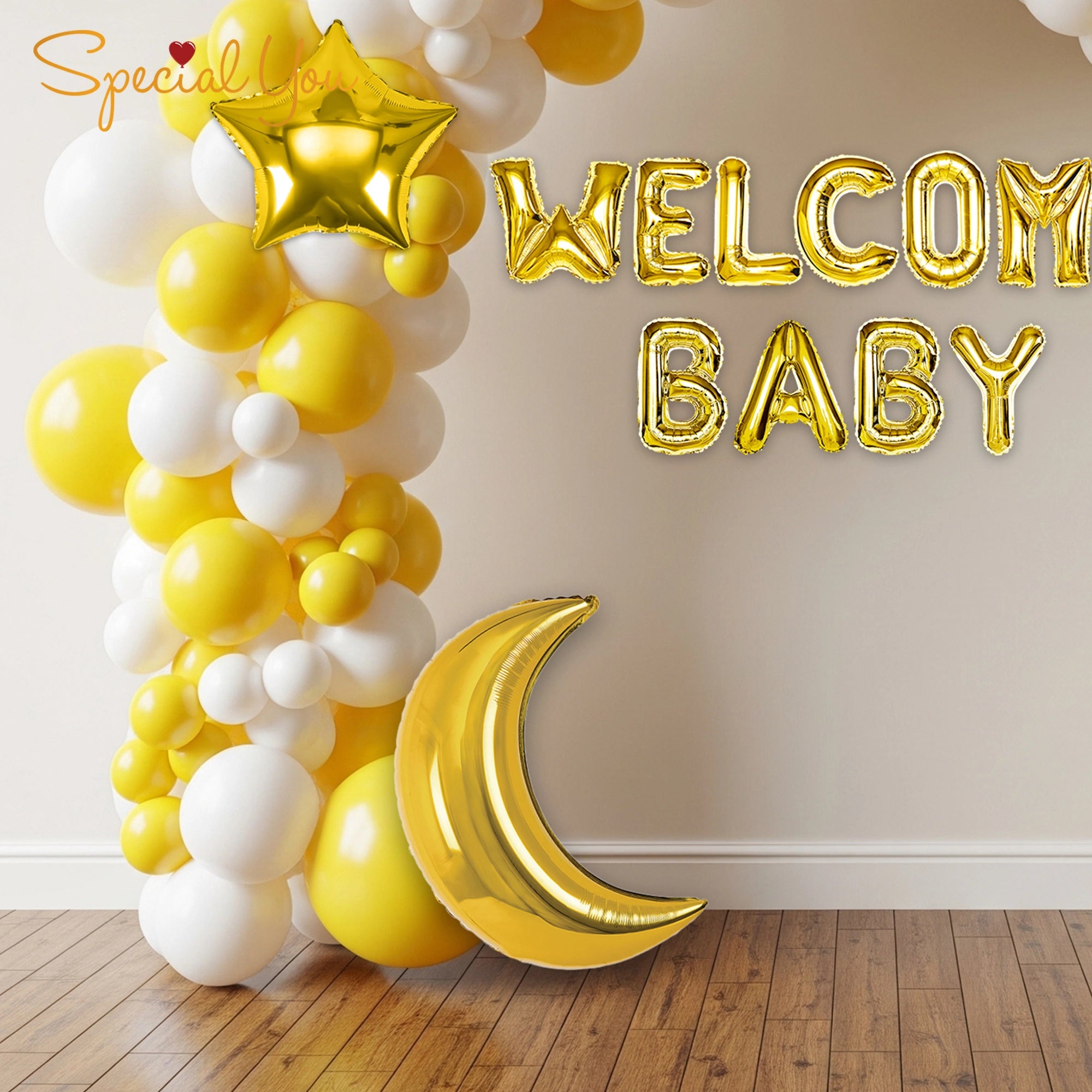 Yellow & White Baby Shower Decor