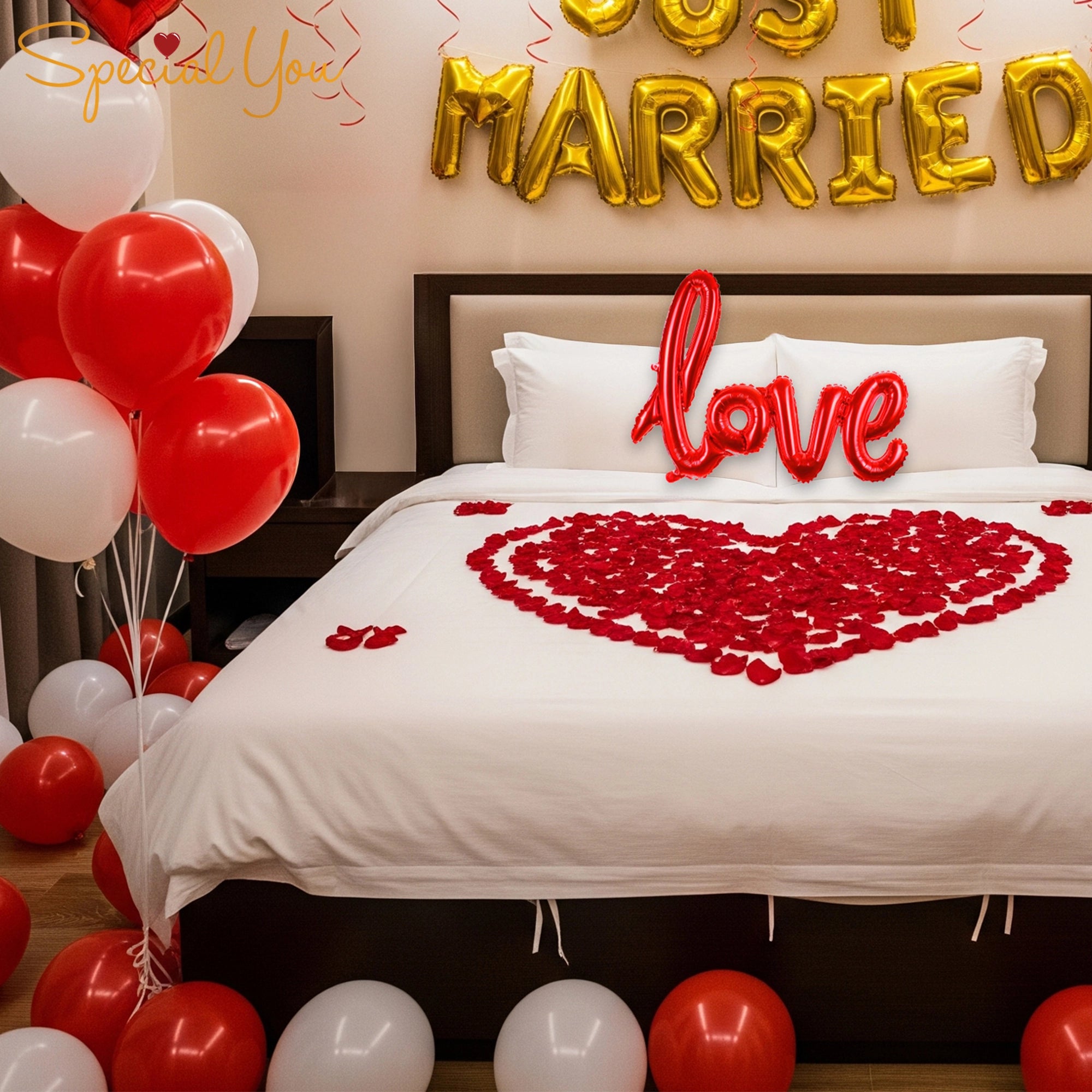 First Night Balloon & Rose Petal Room Decor