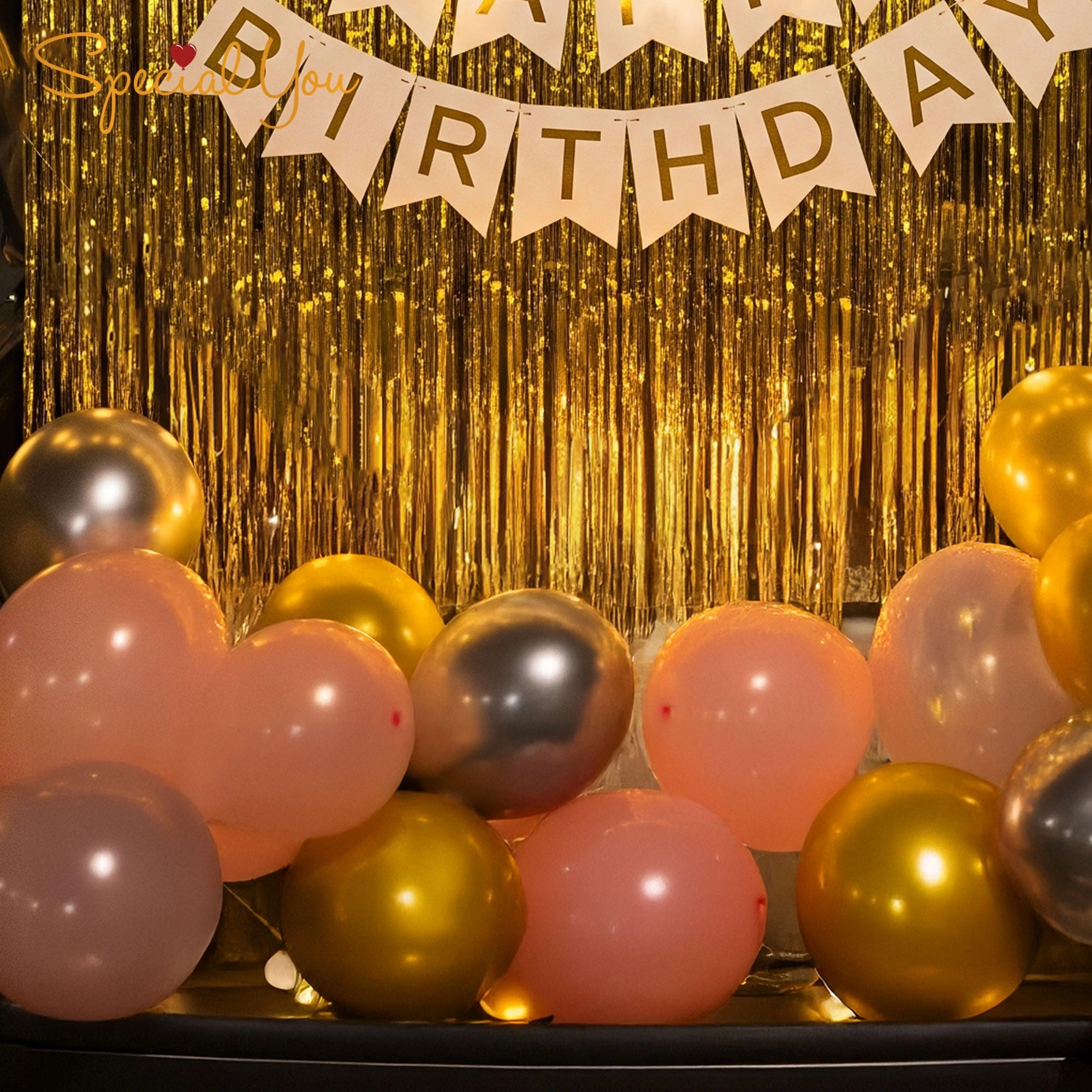 Golden Car Boot Birthday Decor