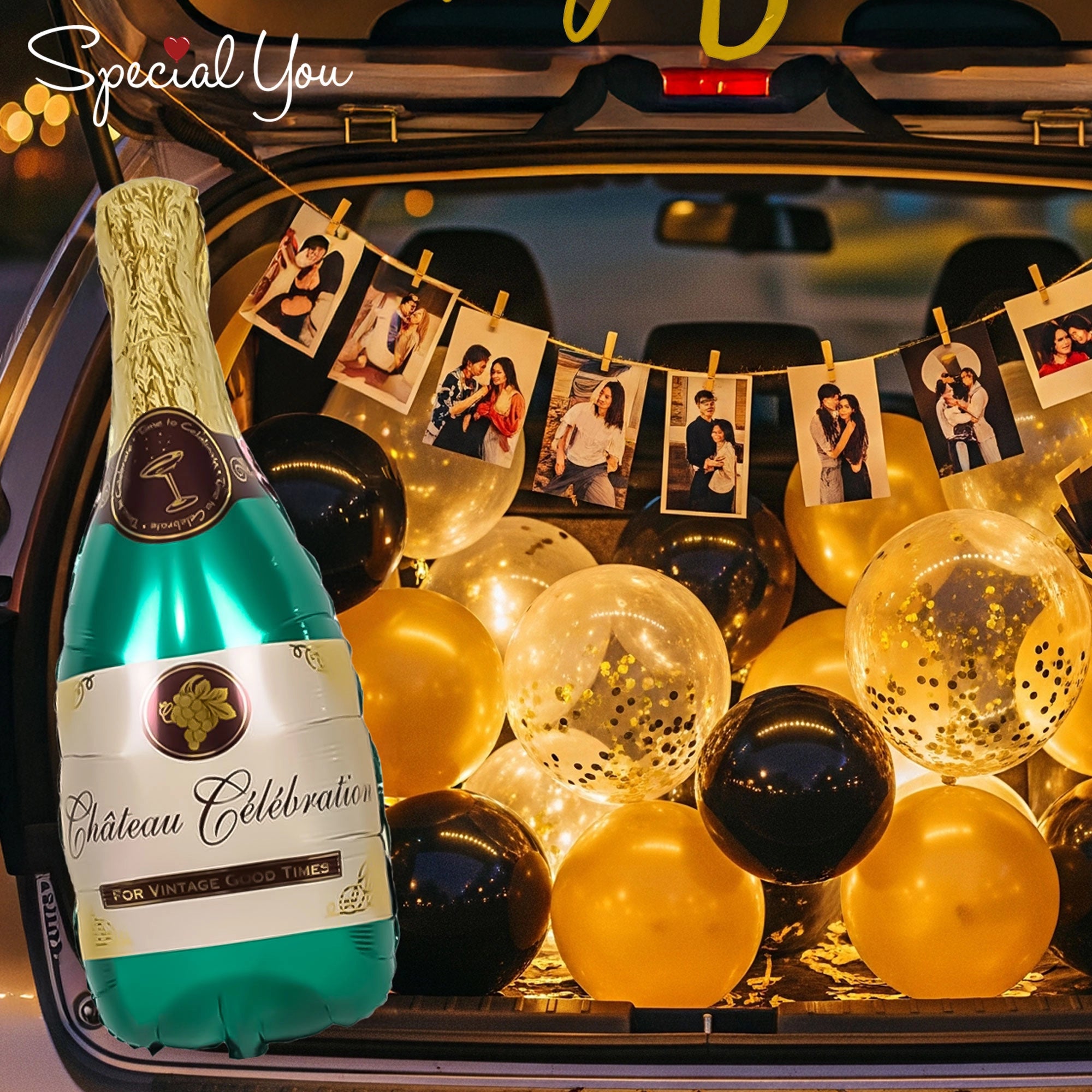 Black & Gold Car Boot Birthday Decor