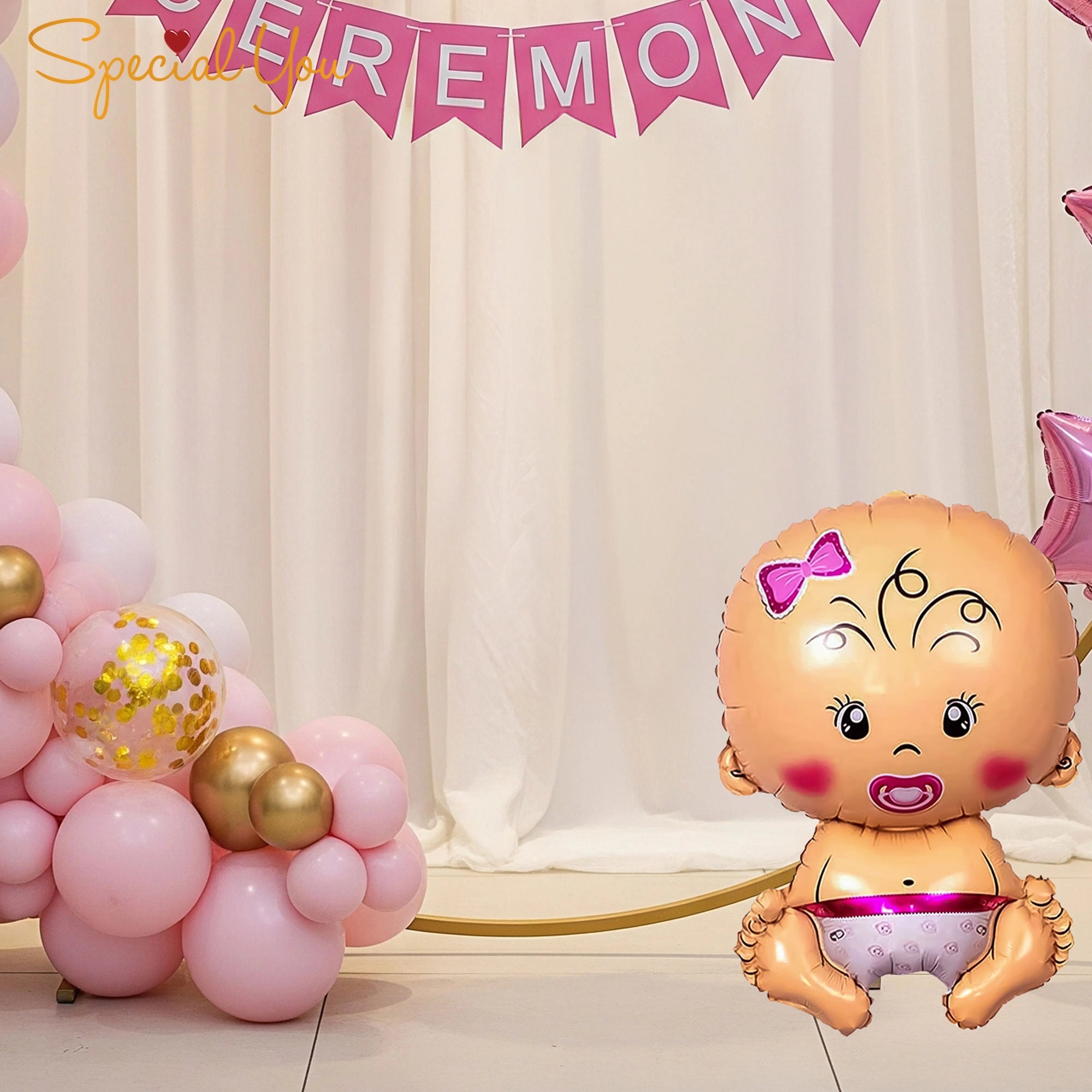 Baby Girl Naming Ceremony Balloon Decor