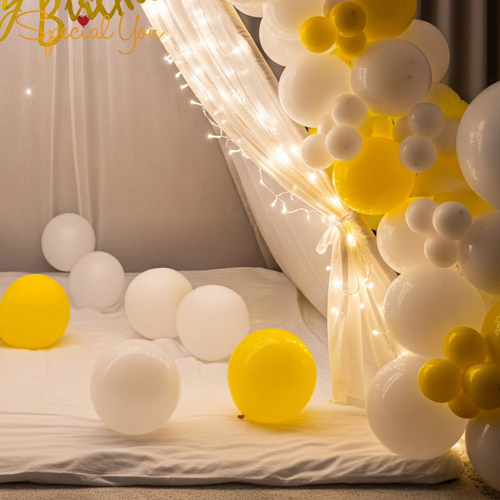 Yellow & White Canopy Birthday Decor
