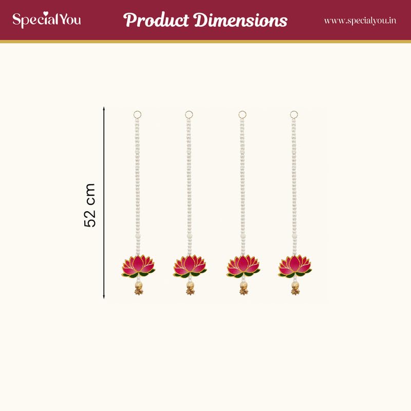 Pearl Lotus Wall Hanging for Ganpati Decoration – Pack of 4