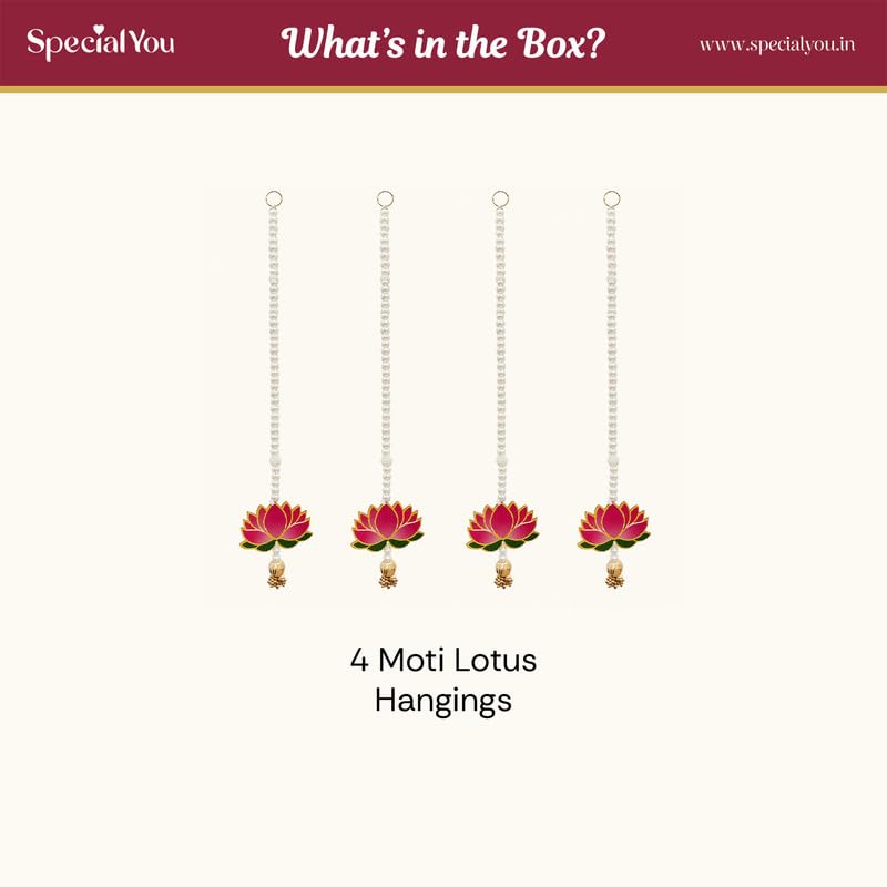 Pearl Lotus Wall Hanging for Ganpati Decoration – Pack of 4