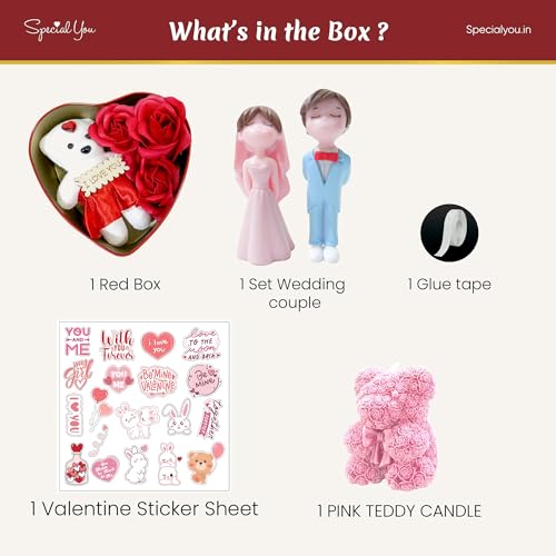 Figurines, Scented candles, heart shape box, cute sticker valentine's combo