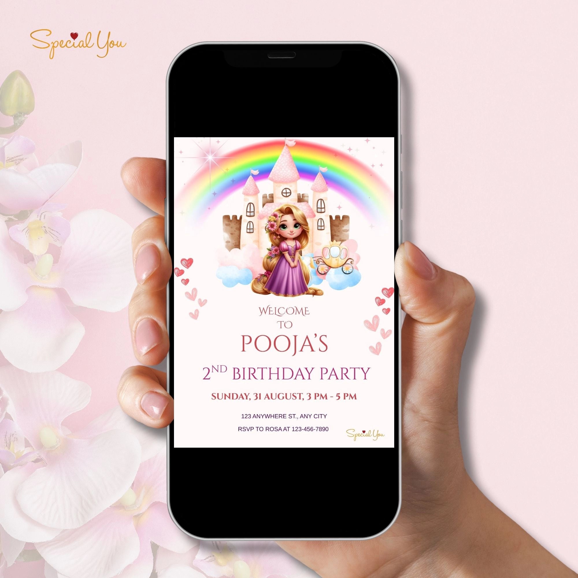 Rapunzel Theme Birthday E-Invite