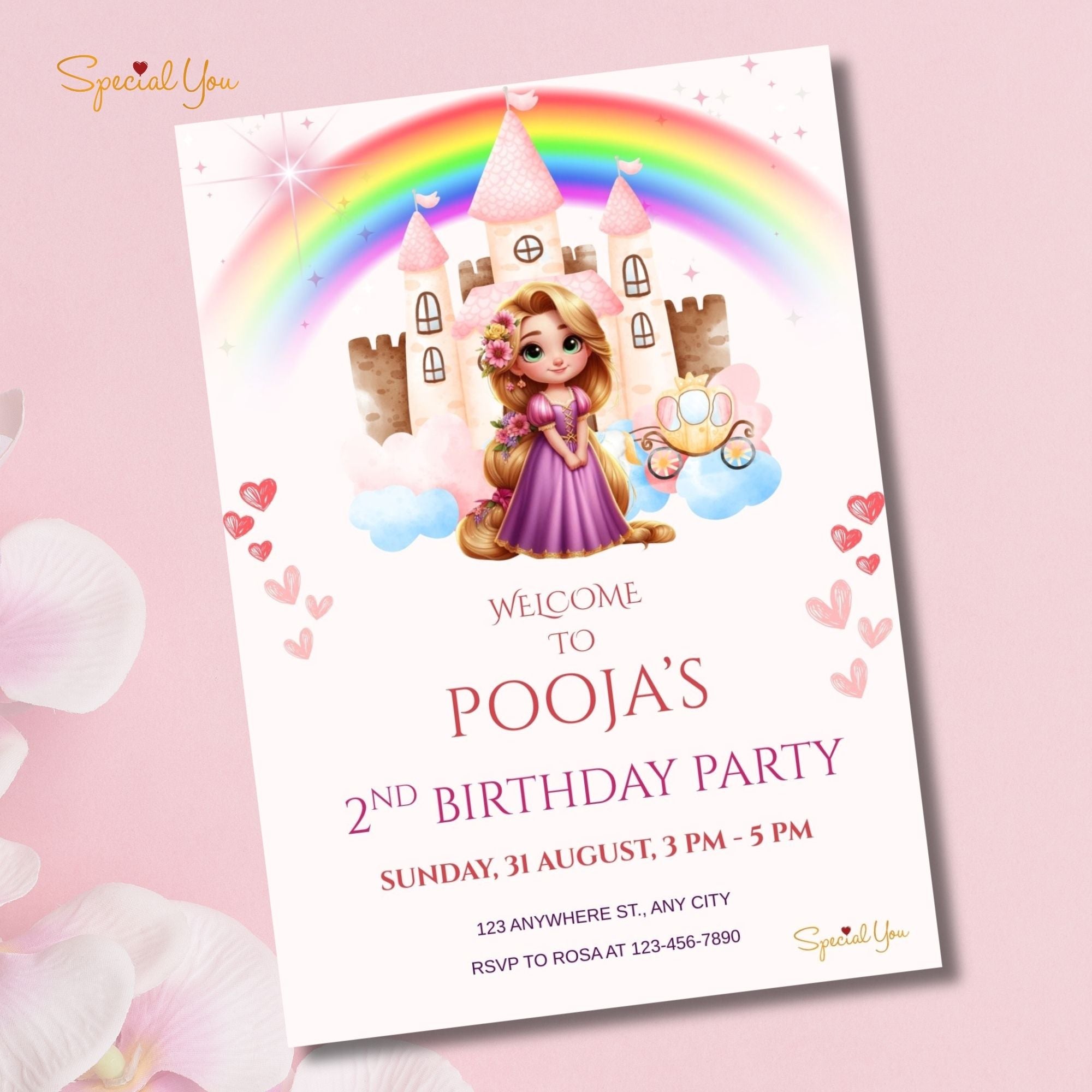 Rapunzel Theme Birthday E-Invite